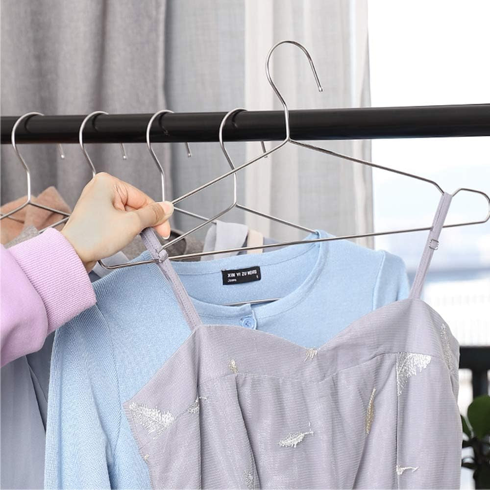 Coat Hangers 40 Pack Clothes Hangers,  Metal Hanger Heavy Duty Wire Hangers with Non Slip Notch, Ultra Thin Stainless Steel Hanger Space Saving Clothing 16.5 Inch