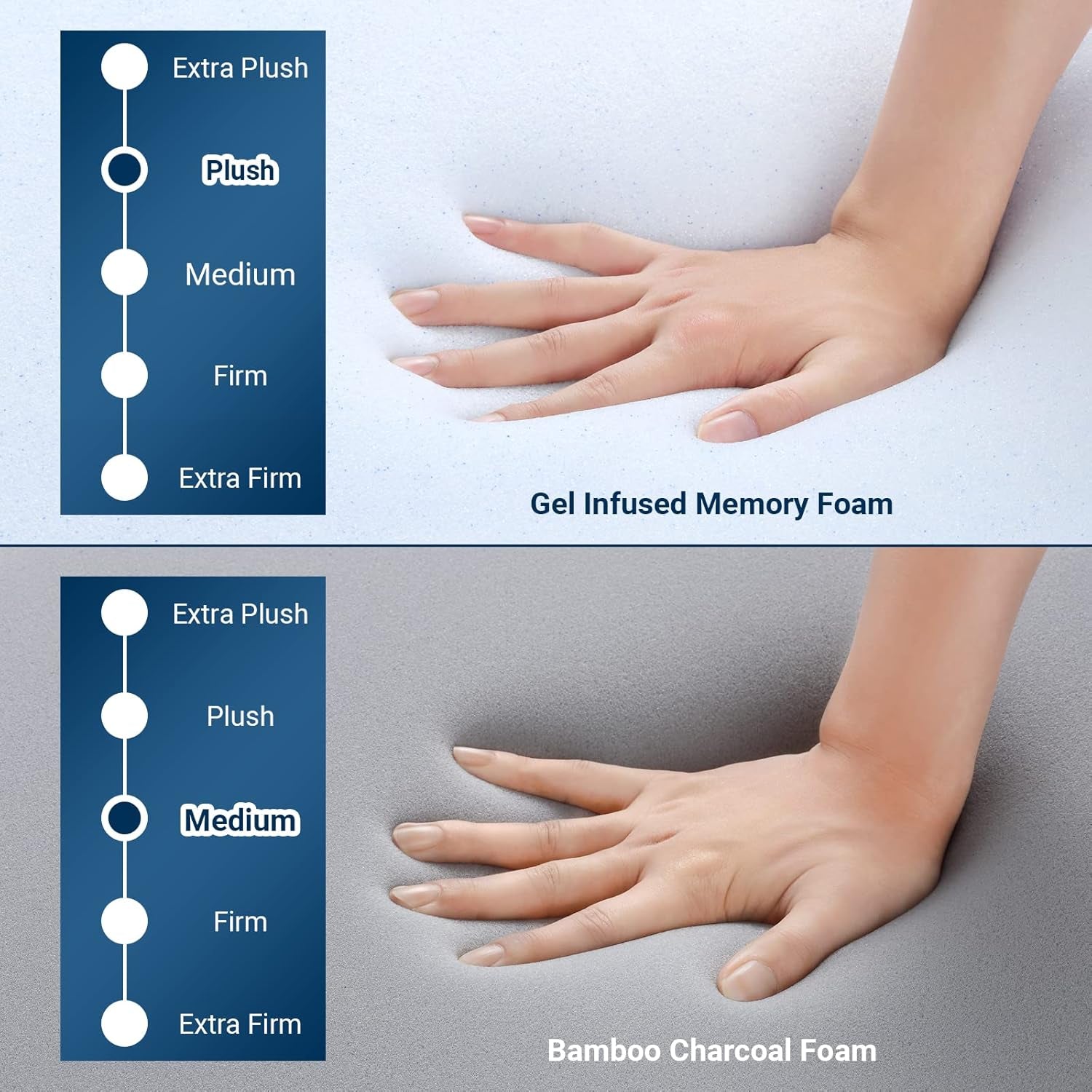 California King Mattress Topper, 4 Inch Memory Foam, Reversible Medium Firm, Certipur-Us Foam, Removable Cover, White