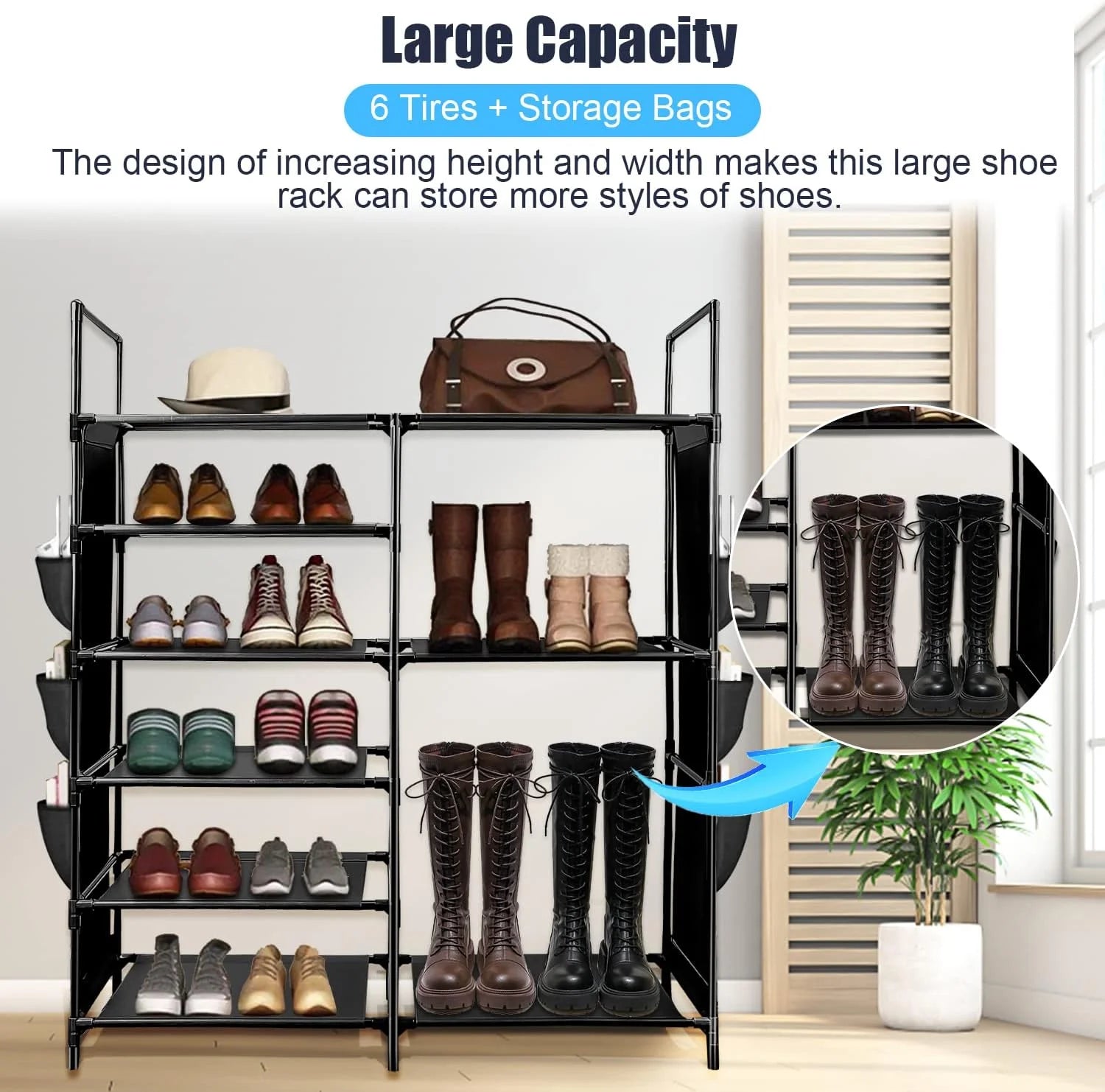 Shoe Rack 6 Tier Shoe Shelf Shoe Storage, 35 Pairs Shoe Organizer for Entryway,Stackable Shoe Holder Shoe Stand