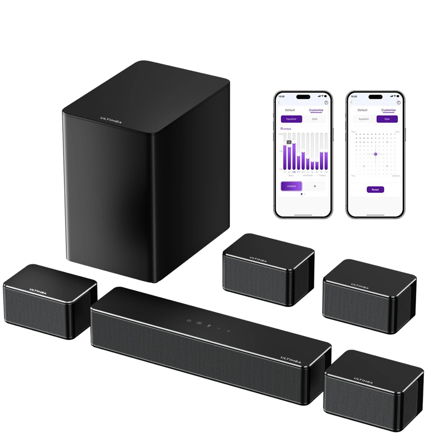 7.1 Surround Soundbar, 3D Virtual Surround Sound System with Subwoofer,2 Rear Speakers, Home Theater TV Speakers,Black