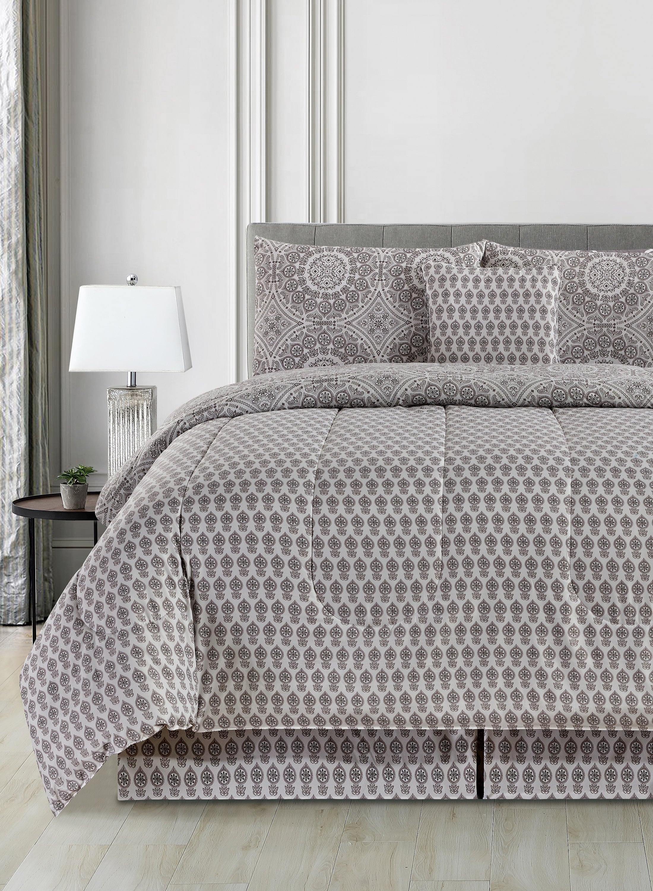 Microfiber Reversible King Bedding Comforter Set, 5 Pc Comforter Duvet Insert Set