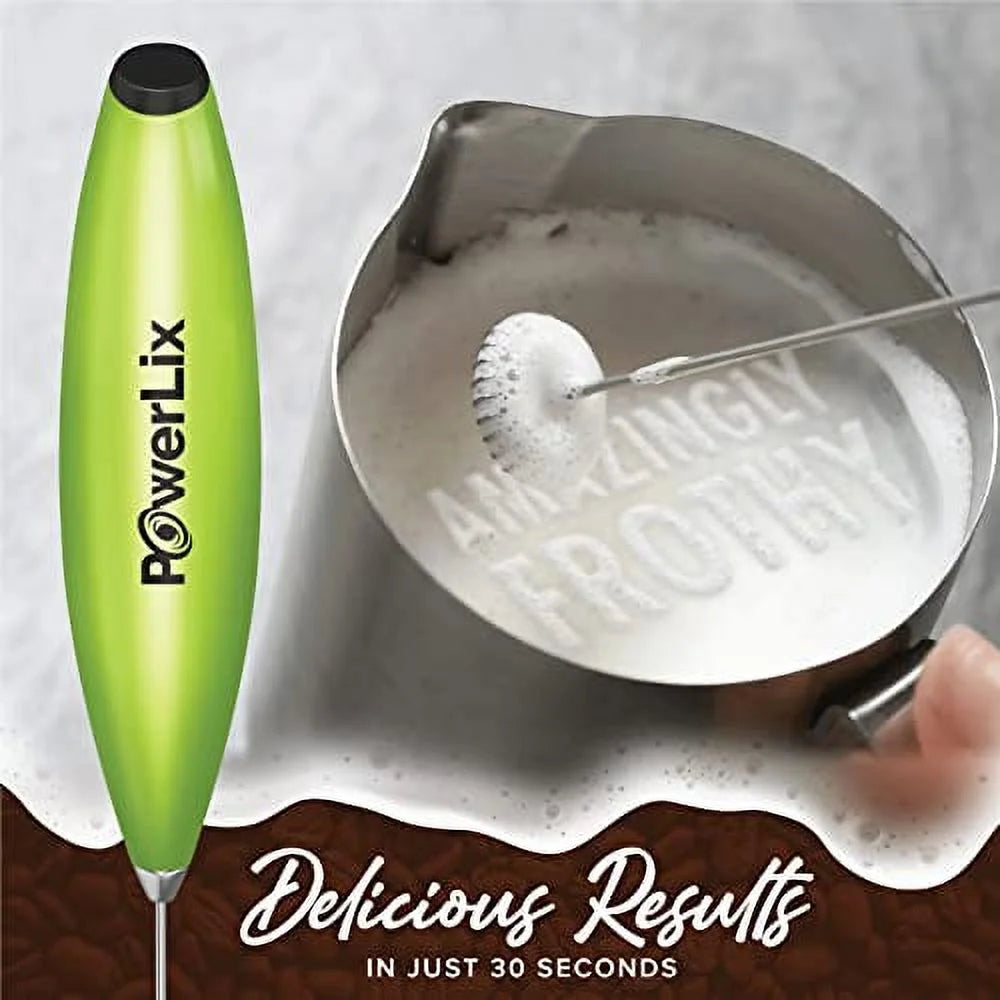 Handheld Electric Milk Frother, Battery-Operated Electric Whisk Foam Maker for Coffee, Latte, Cappuccino, Hot Chocolate, and Frothy Delights, without a Stand, Green