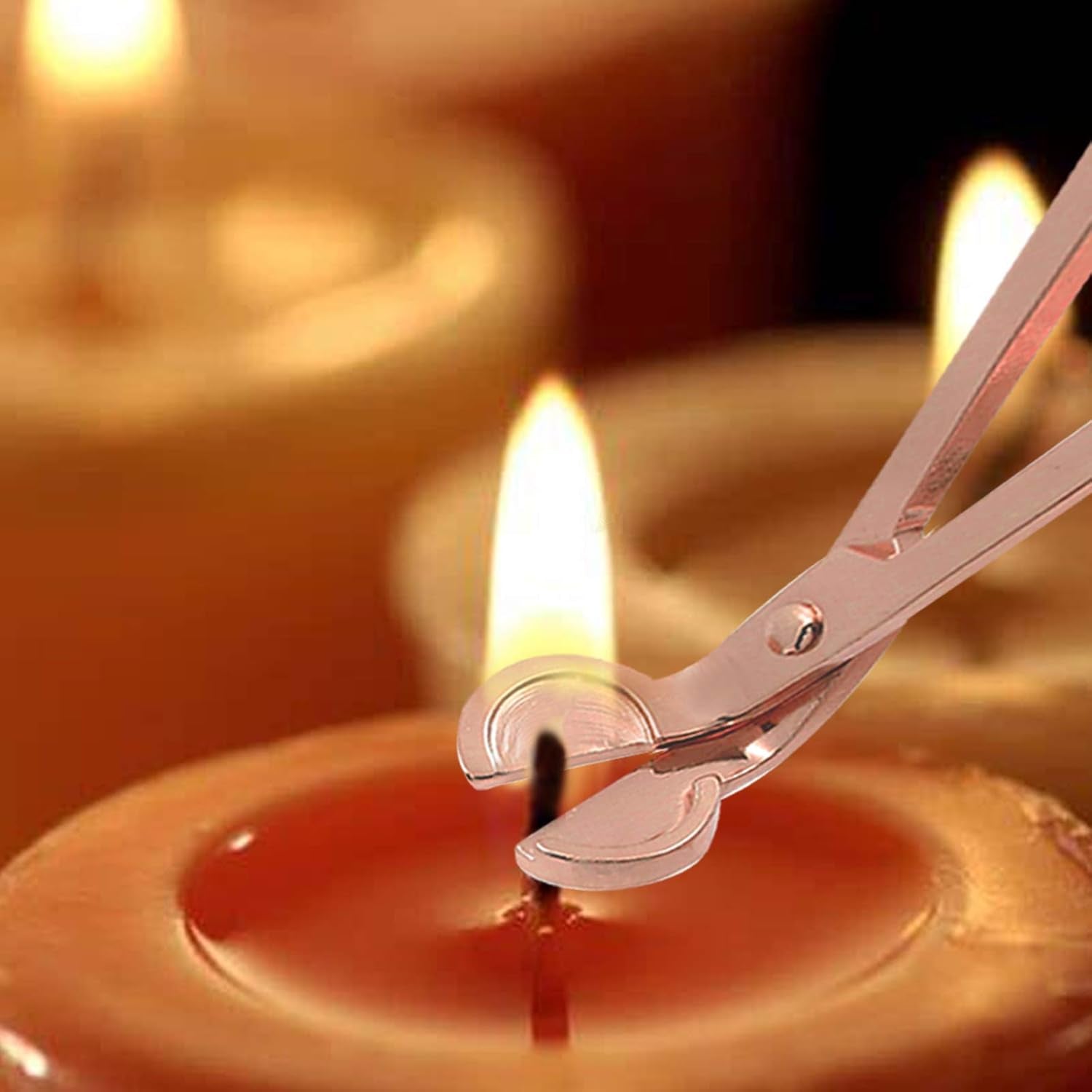 4 in 1 Candle Wick Trimmer Set - Candle Wick Trimmer, Candle Wick Dipper, Candle Snuffer and Candle Tray for Candle and Aromatherapy Lovers - Rose Gold