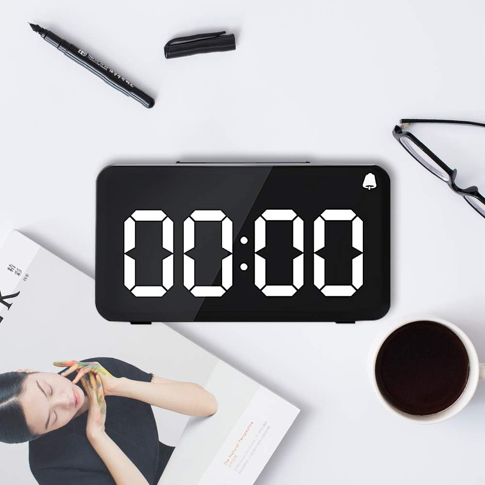 Digital Alarm Clock, Alarm Clock for Bedroom with Adjustable Brightness Dimmer, Large LED Screen Display,Snooze,12/24Hr,Easy Electric beside Clock with Adapter, Desk Clock for Kids and Adults