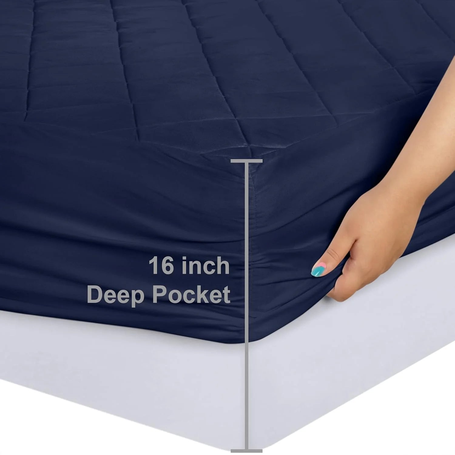 Queen Size Waterproof Mattress Pad Protector, Breathable Quilted Mattress Cover Noiseless Waterproof Fitted Sheet Mattress Topper up to 21" Deep Pocket