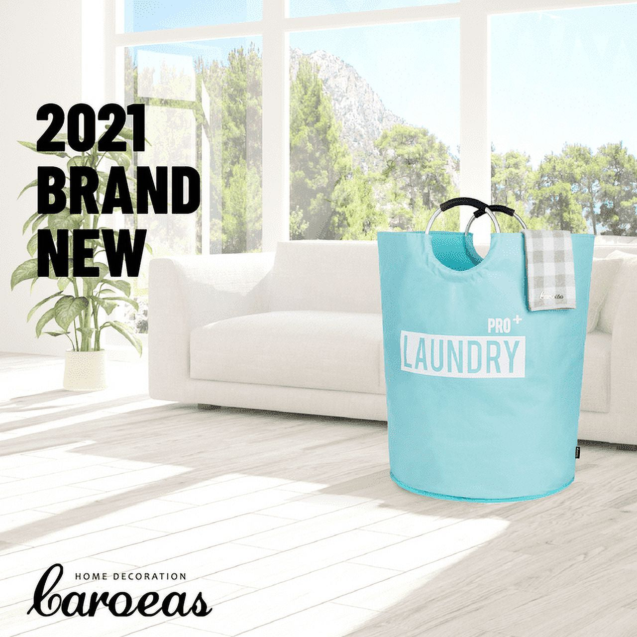 Super Large 150L Laundry Hamper Pro, Waterproof Laundry Basket, Clothes Hamper Stands up Well, Laundry Bag with Padded Handles, Collapsible Laundry Basket Easy Storage (Light Blue)