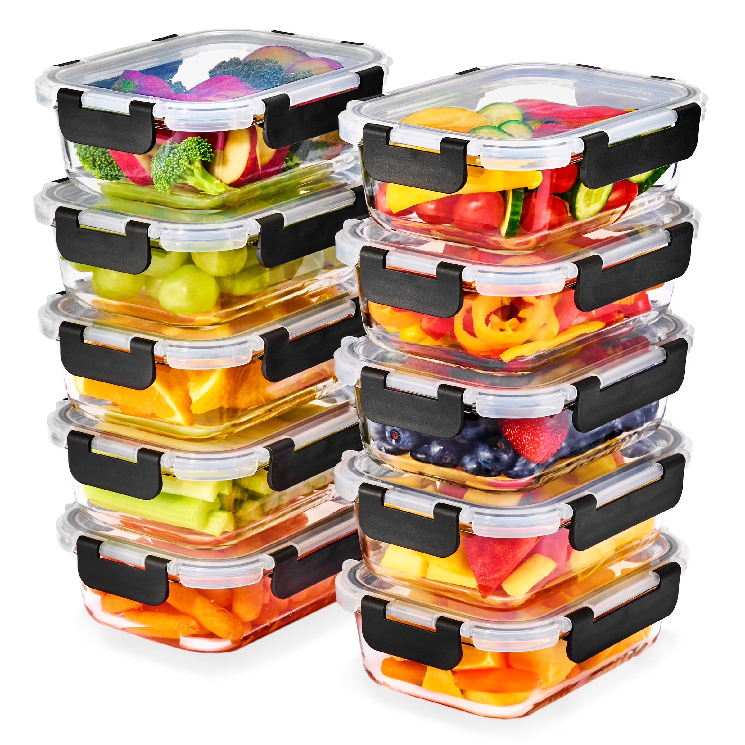 Rectangular Glass Meal Prep Containers Set of 10 with Airtight Lids (20Pcs)