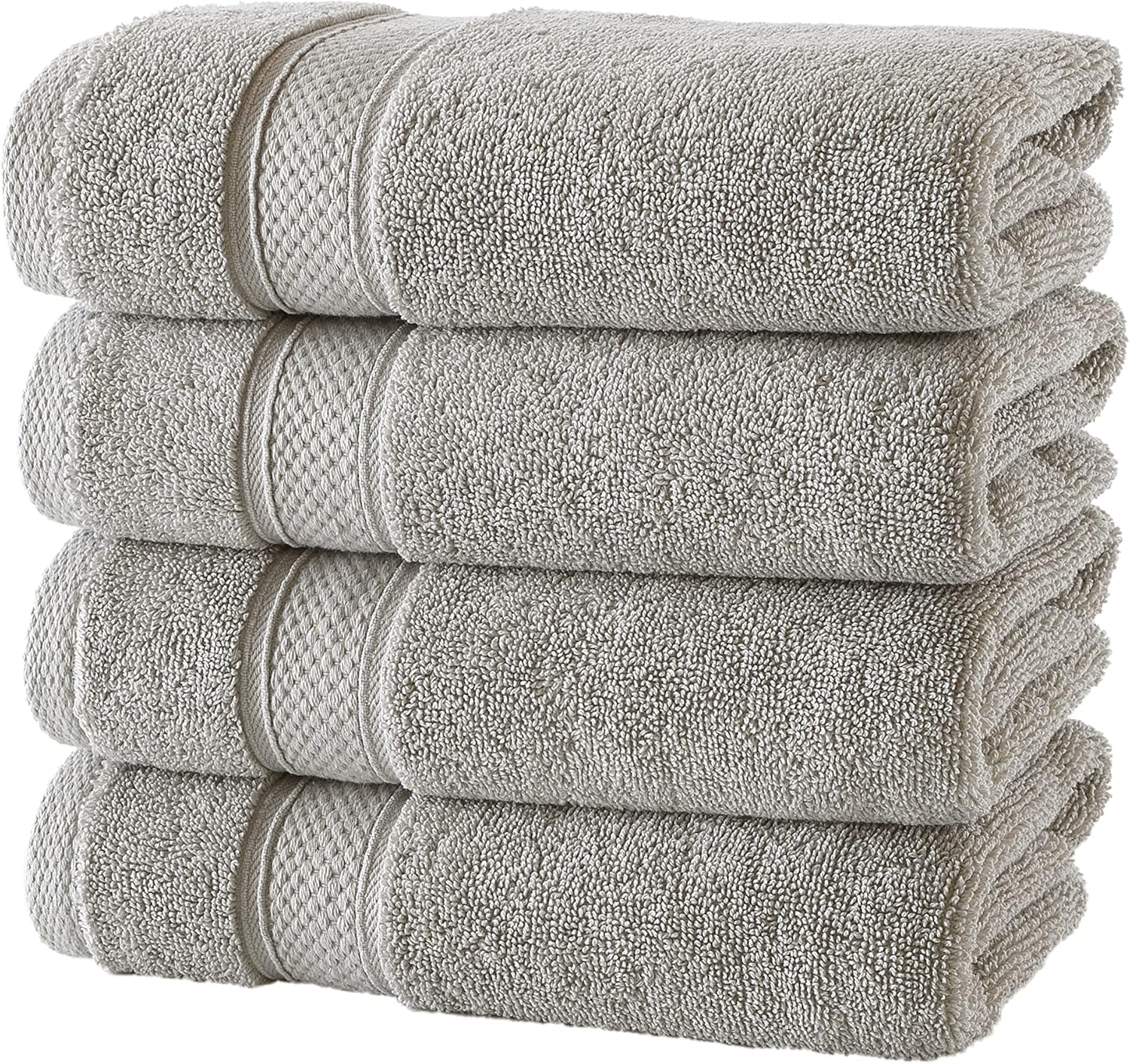 - Hotel Quality Turkish Towel Set for Bathroom (4 Pcs Hand Towel Set, Mirage Grey)
