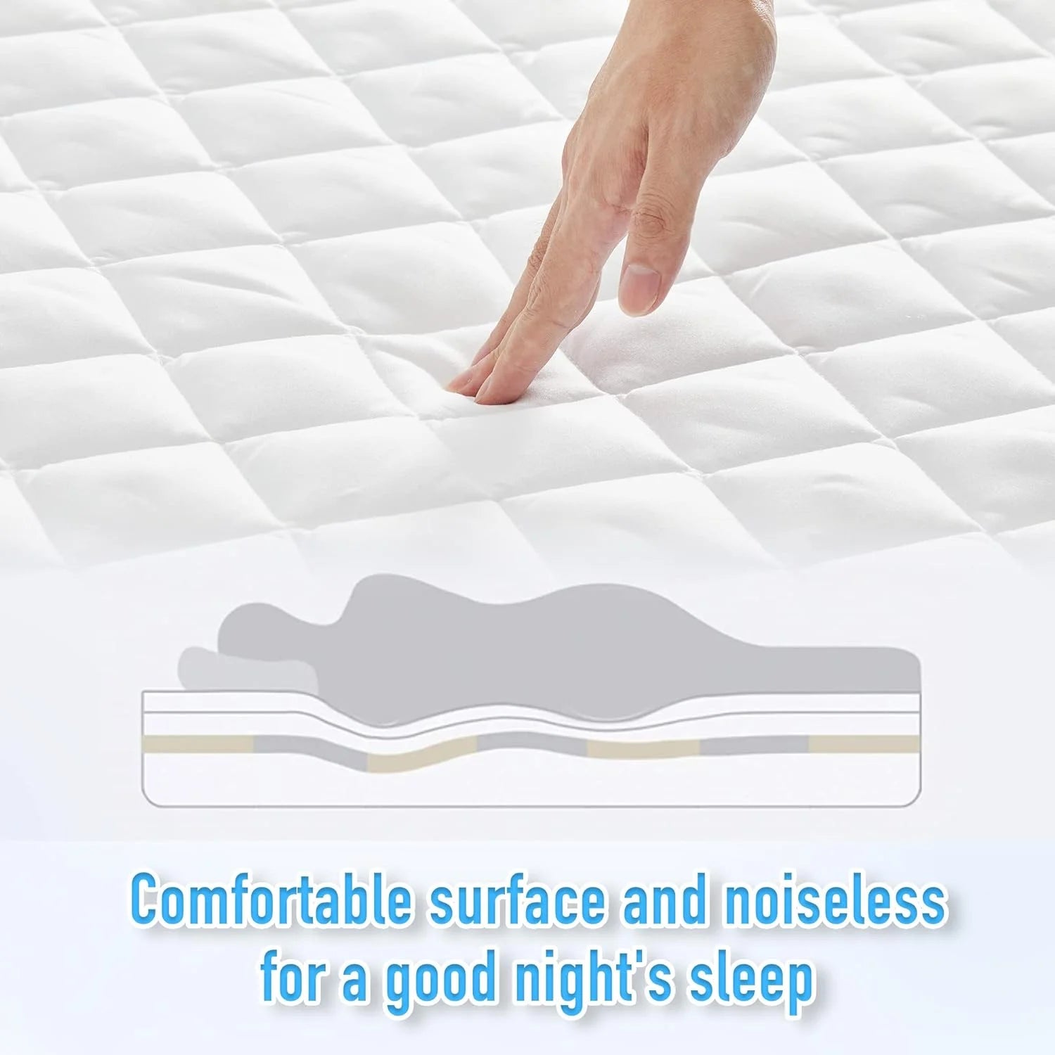 California King Size Waterproof Mattress Pad Protector, Breathable Quilted Mattress Cover Noiseless Waterproof Fitted Sheet Mattress Topper Upto 21" Deep Pocket