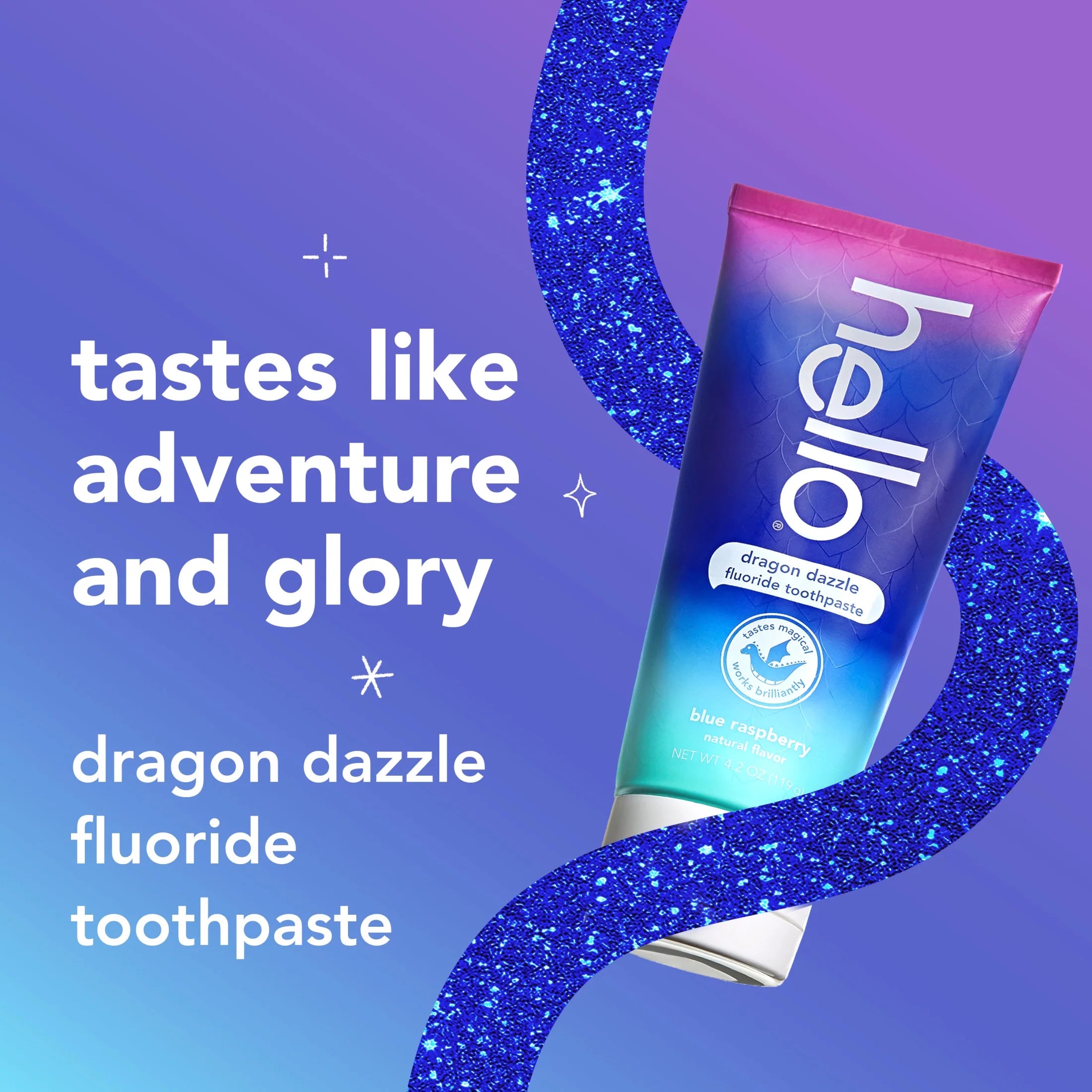 Dragon Dazzle Kids Toothpaste with Fluoride, Blue Raspberry Toothpaste, 4.2 Oz Tube