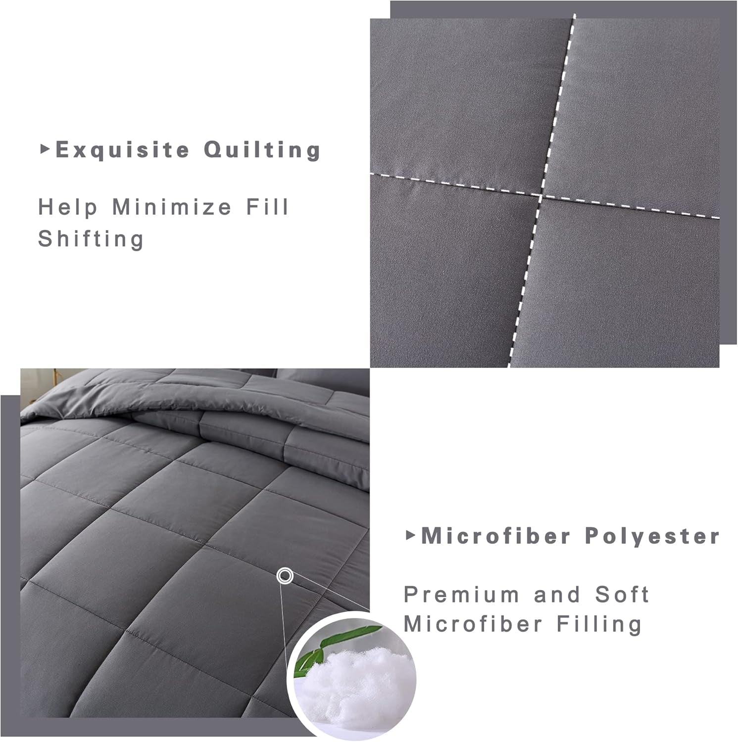 King Size Comforter Set -All Season Bedding Comforters Sets with 2 Pillow Cases -3 Pieces Bed Set down Alternative King Bedding Set -Grey King Comforter Set(102"X90")