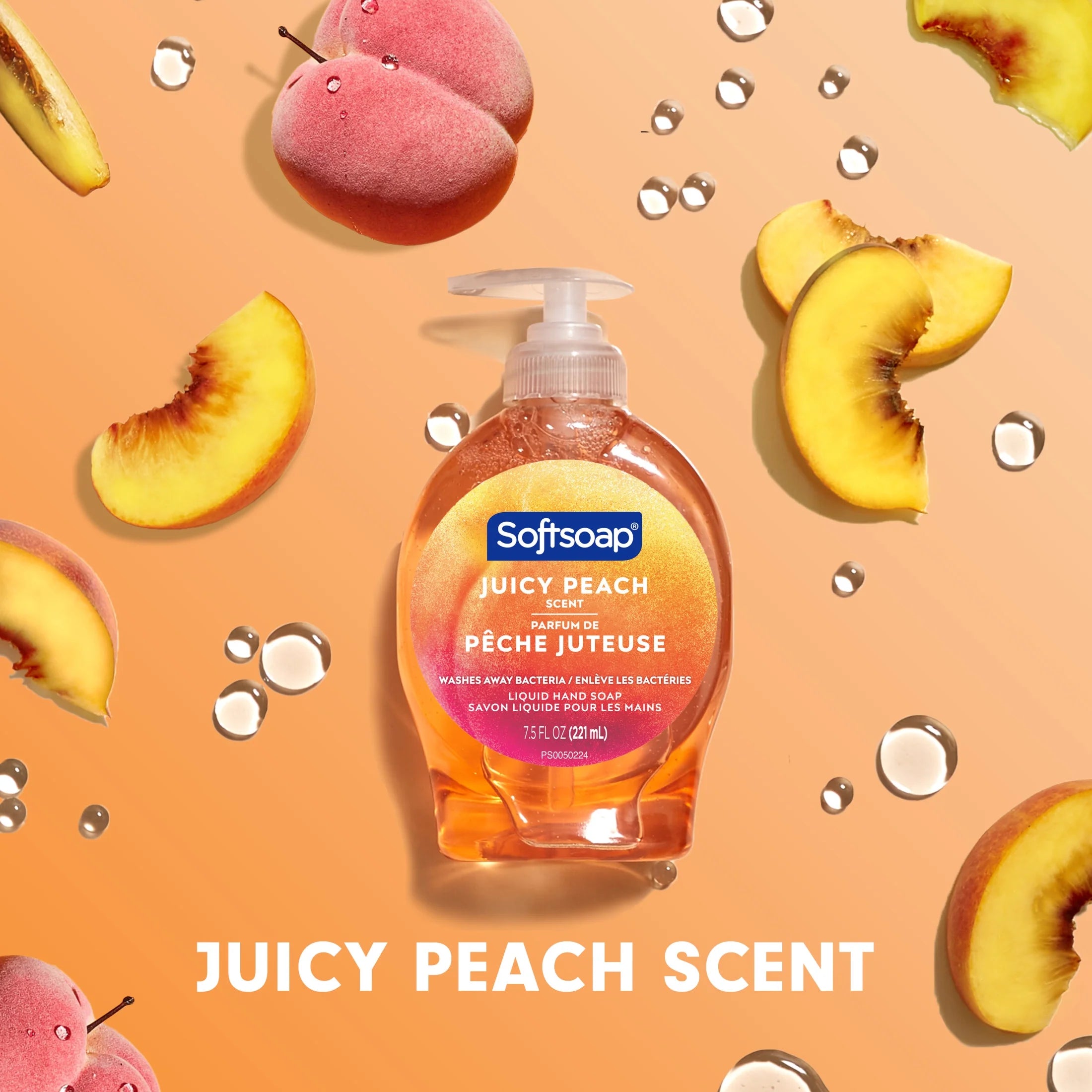 (2 Pack)  Liquid Hand Soap, Kitchen and Bathroom Hand Soap, Juicy Peach, 7.5 Fluid Ounce Bottle