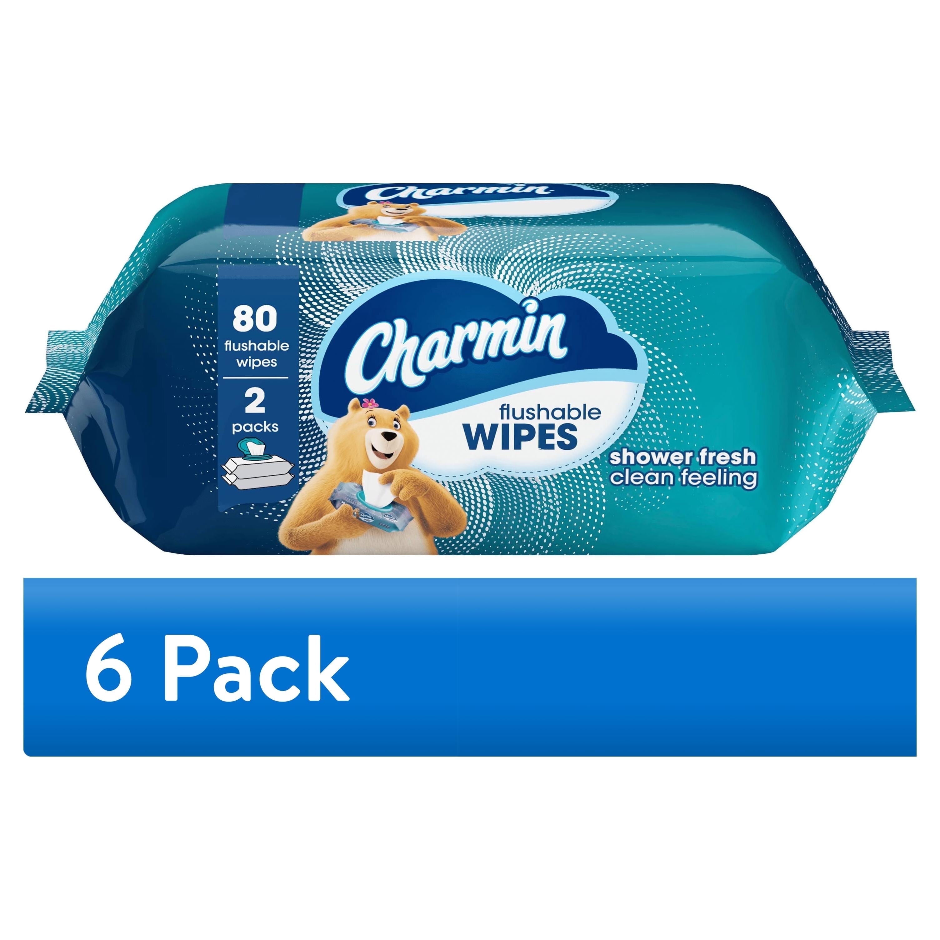 (6 Pack)  Flushable Wipes, 2 Flip-Top Packs, 40 Wipes per Pack, 80 Total Wipes
