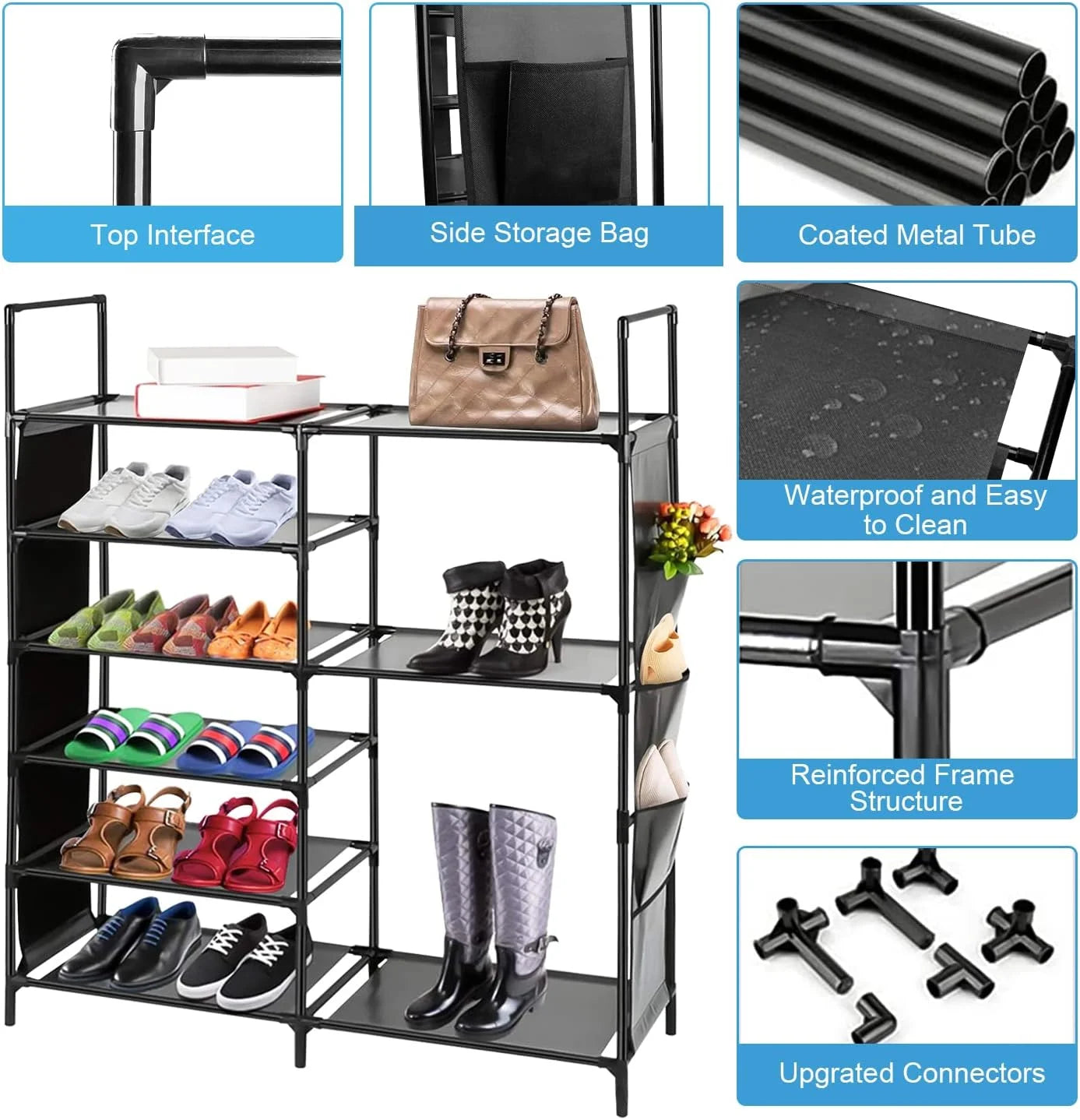 Shoe Rack 6 Tier Shoe Shelf Shoe Storage, 35 Pairs Shoe Organizer for Entryway,Stackable Shoe Holder Shoe Stand