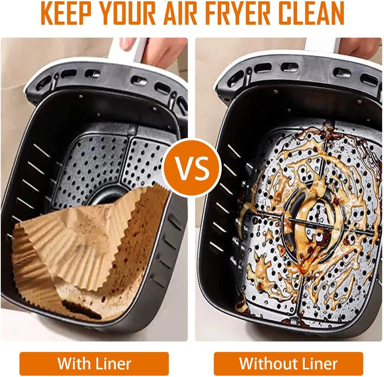 100 Pcs Air Fryer Liners, 8.6 in Rectangle Non-Stick Air Fryer Disposable Paper Liner, Unbleached Oil-Proof Airfryer Liners, Air Fryer Parchment Paper Liners for Fryers Frying Pan Microwave Oven