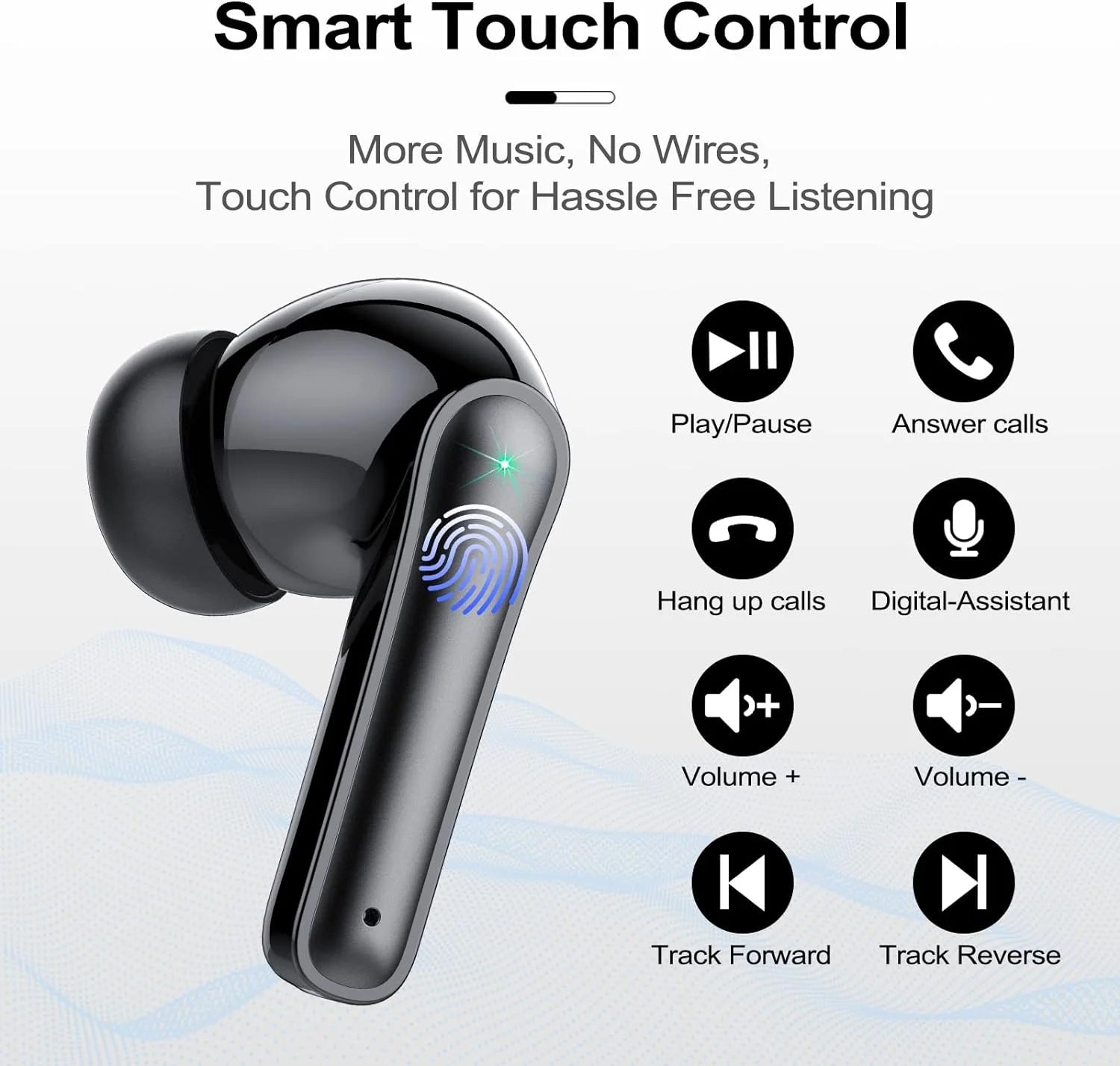 Wireless Ear Buds 48H Playtime Bluetooth Ear Buds Stereo Bluetooth Headphones LED Display IPX7 Waterproof In-Ear Earphones with Mic for TV Smart Phone Laptop Computer Sports