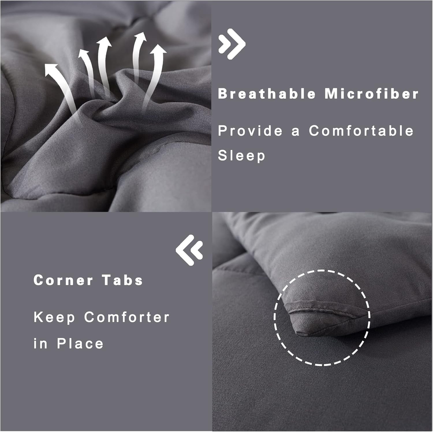 King Size Comforter Set -All Season Bedding Comforters Sets with 2 Pillow Cases -3 Pieces Bed Set down Alternative King Bedding Set -Grey King Comforter Set(102"X90")