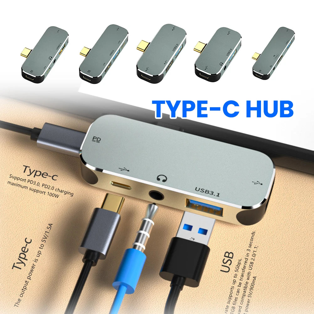 Type-C HUB Splitter PD100W USB3.0/USB2.0/USB3.1 Hdmi-Compatible USB Extender PC Computer Laptop Splitter