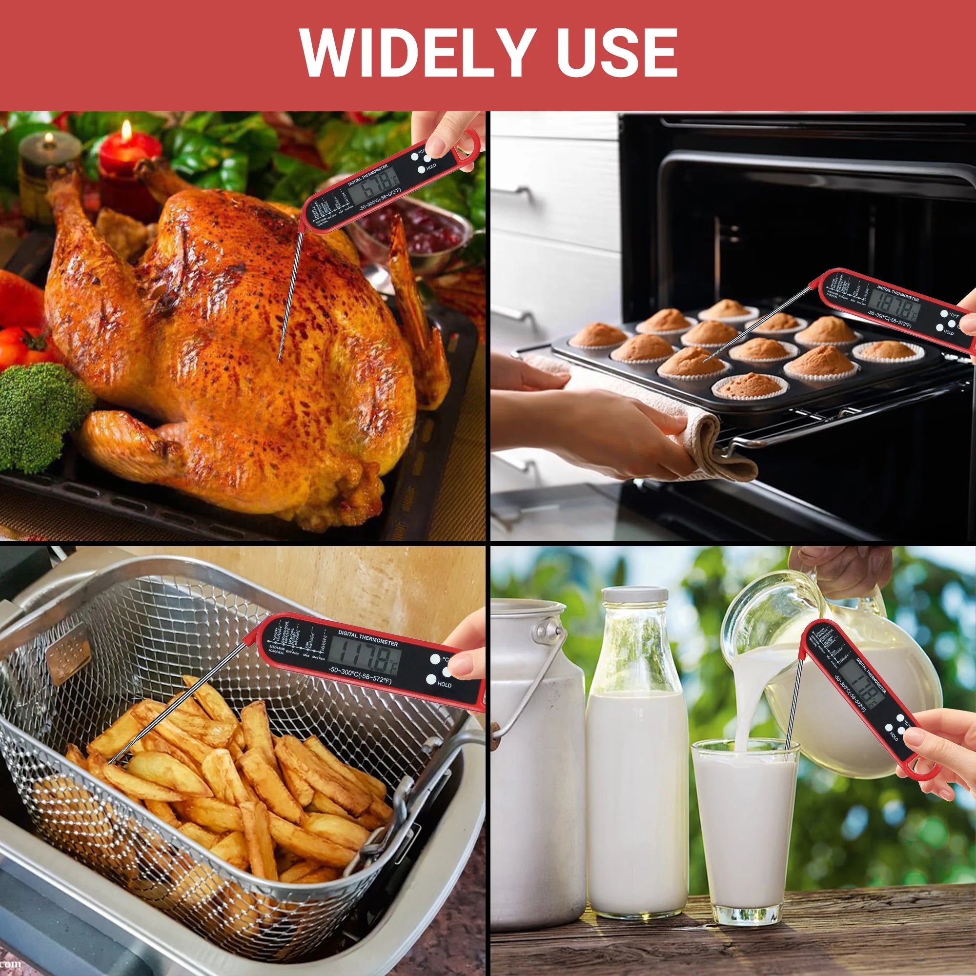 Digital Meat Thermometer, Read Digital Food Thermometer with Probe, for Cooking