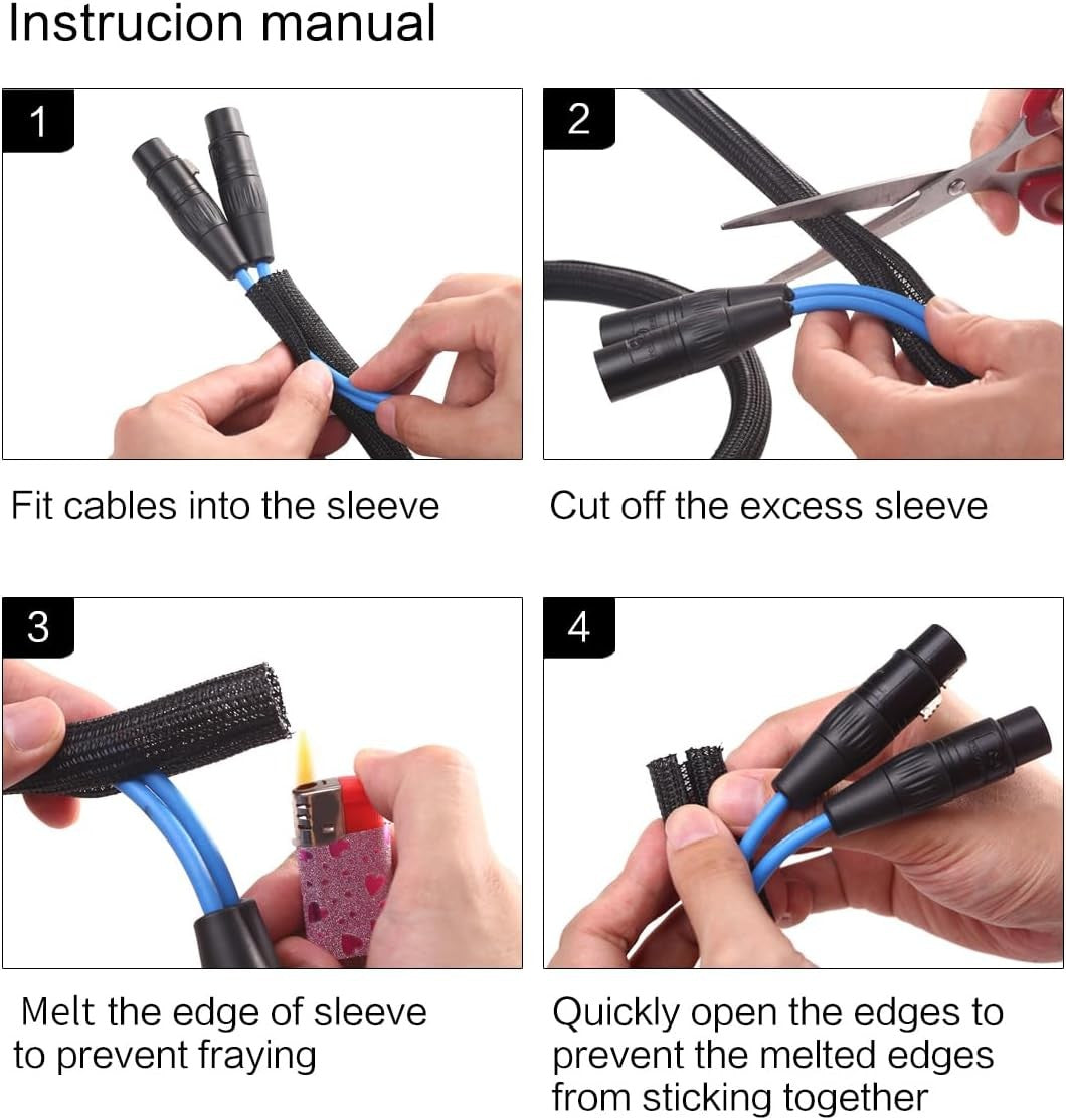 Alex Tech 10Ft - 1 Inch Cord Protector Wire Loom Tubing Cable Sleeve Split Sleev
