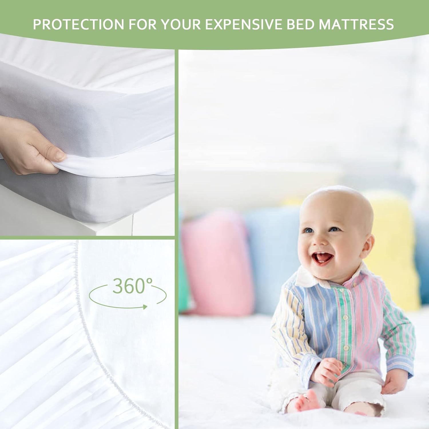 Waterproof Mattress Protector Twin Size, Skin Friendly and Breathable Twin Mattress Cover for Kids, Viscose Jersey Mattress Pad with 14" Deep Pocket