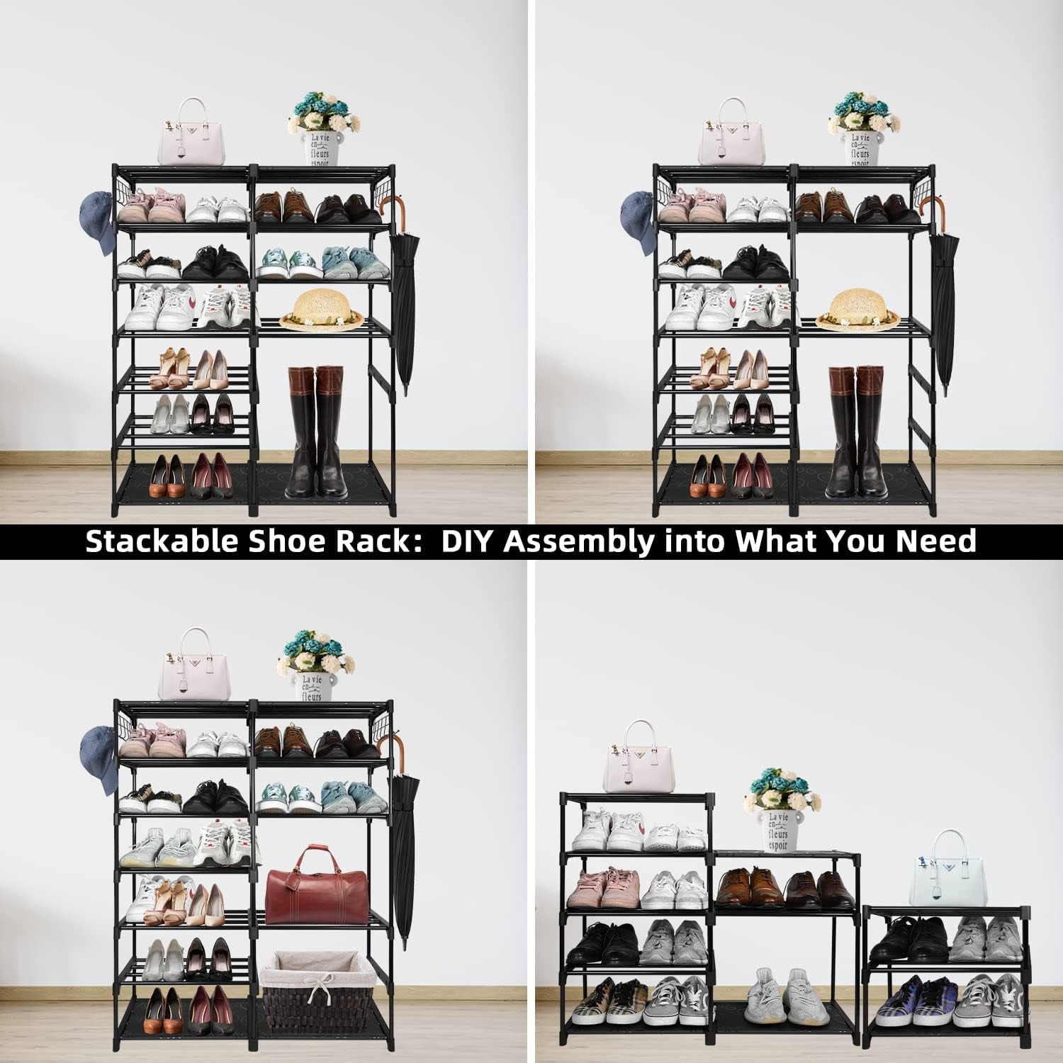 7 Tiers Shoe Rack Tall Show Racks Shoes Stand for Bedroom Shelves for Shoes Garage Shoe Rack Organizer Sturdy Shoe Rack Heavy Duty for Closet Entryway Door