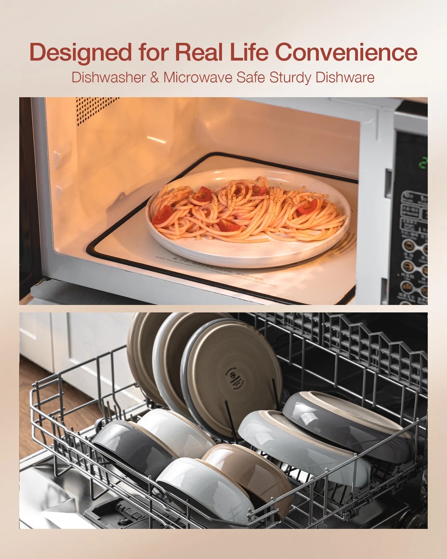 Plates and Bowls Set, 12 Piece Stoneware Dinnerware Sets, Multicolor