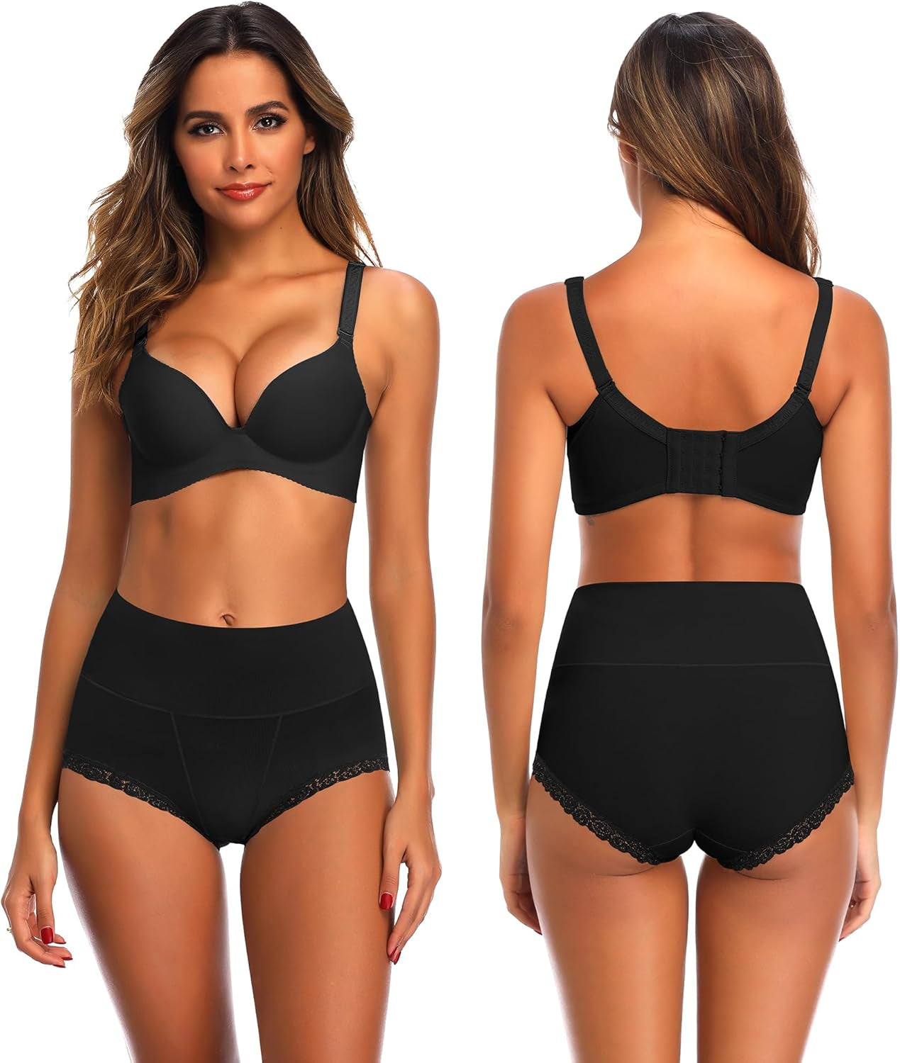 Women'S Cotton Underwear,Ladies Soft Stretch Tummy Control Comfy No Muffin Panties Boyshorts