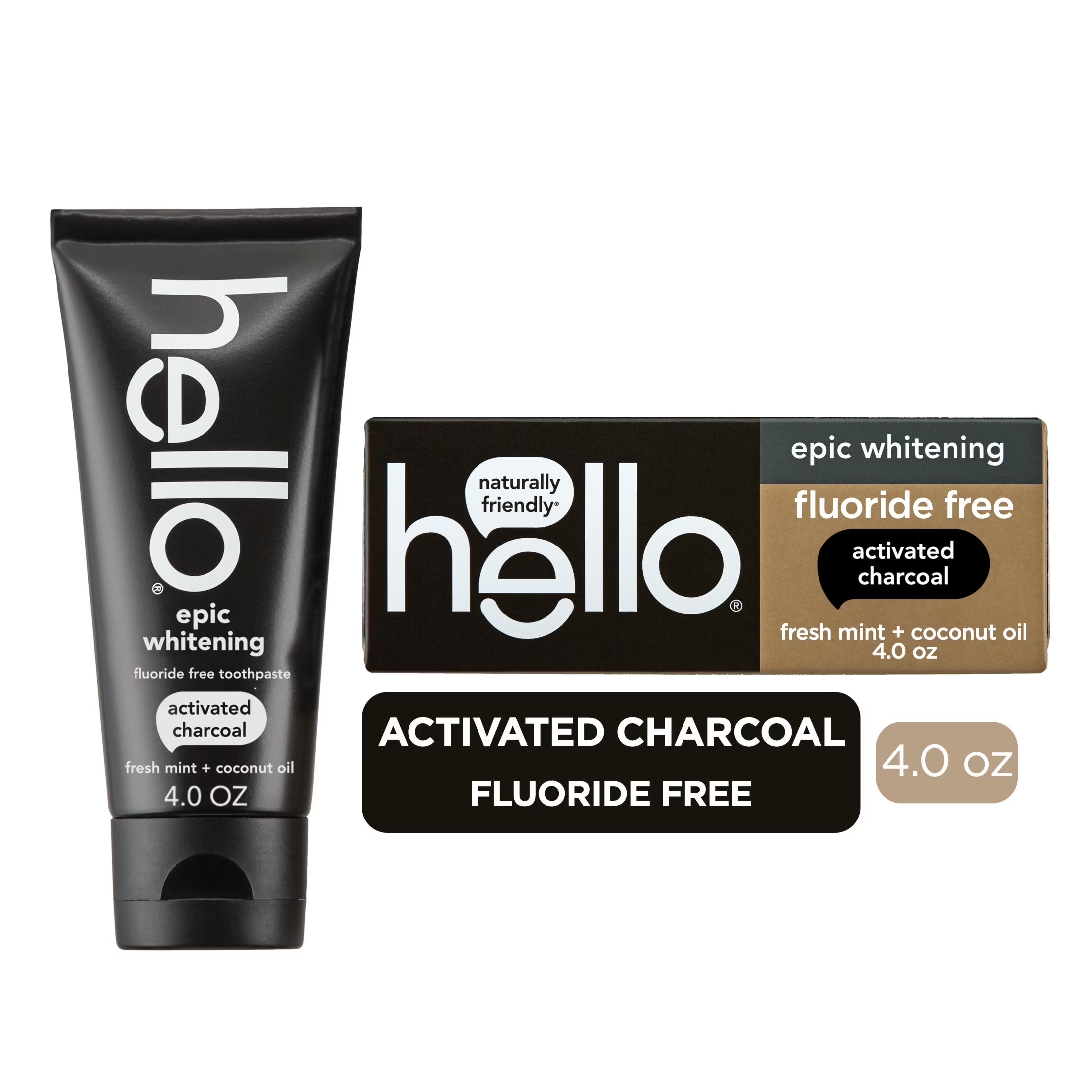 Epic Whitening Charcoal Fluoride Free Toothpaste, Fresh Mint, 4.0 Oz Tube