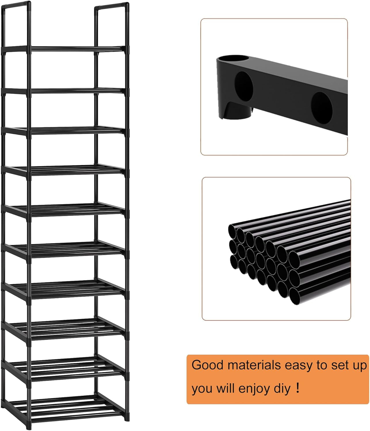 Shoe Rack, Sturdy Metal Shoe Rack Organizer,Narrow Shoe Racks for Closets,Shoes Rack,Shoe Stand,Shoe Shelf