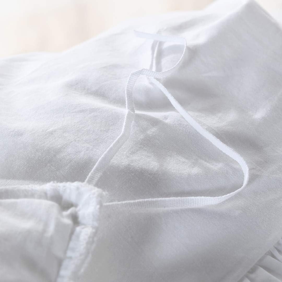 Washed Cotton Ruffled King Duvet Cover Set,Vintage White Shabby Boho Chic Ruffle Farmhouse Bedding Comforter Quilt Cover 3 Pieces Aesthetic French Country Cottage King Bedding