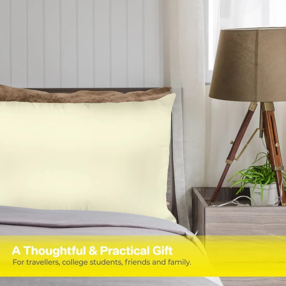 Satin Pillowcase for Hair and Face Beauty, King Size, 1 Pack, Ivory Beige