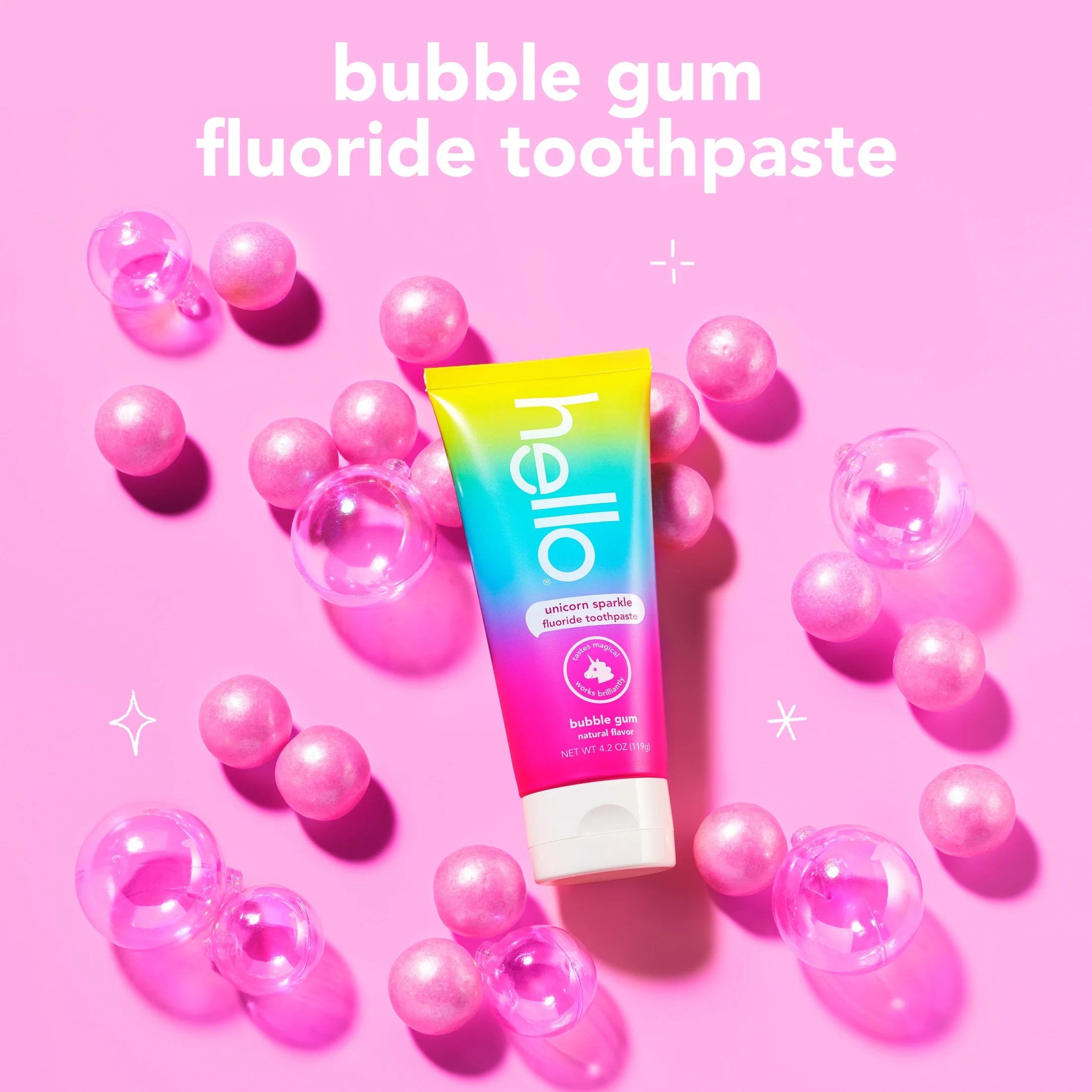 Unicorn Sparkle Kids Toothpaste with Fluoride, Bubble Gum Toothpaste, 4.2 Oz Tube