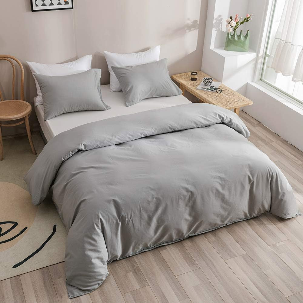 Grey Queen Comforter Set 3Pcs Light Gray Bedding Comforter Sets All Season Men Women Comforter Silver Comforter with 2 X Pillow Cases