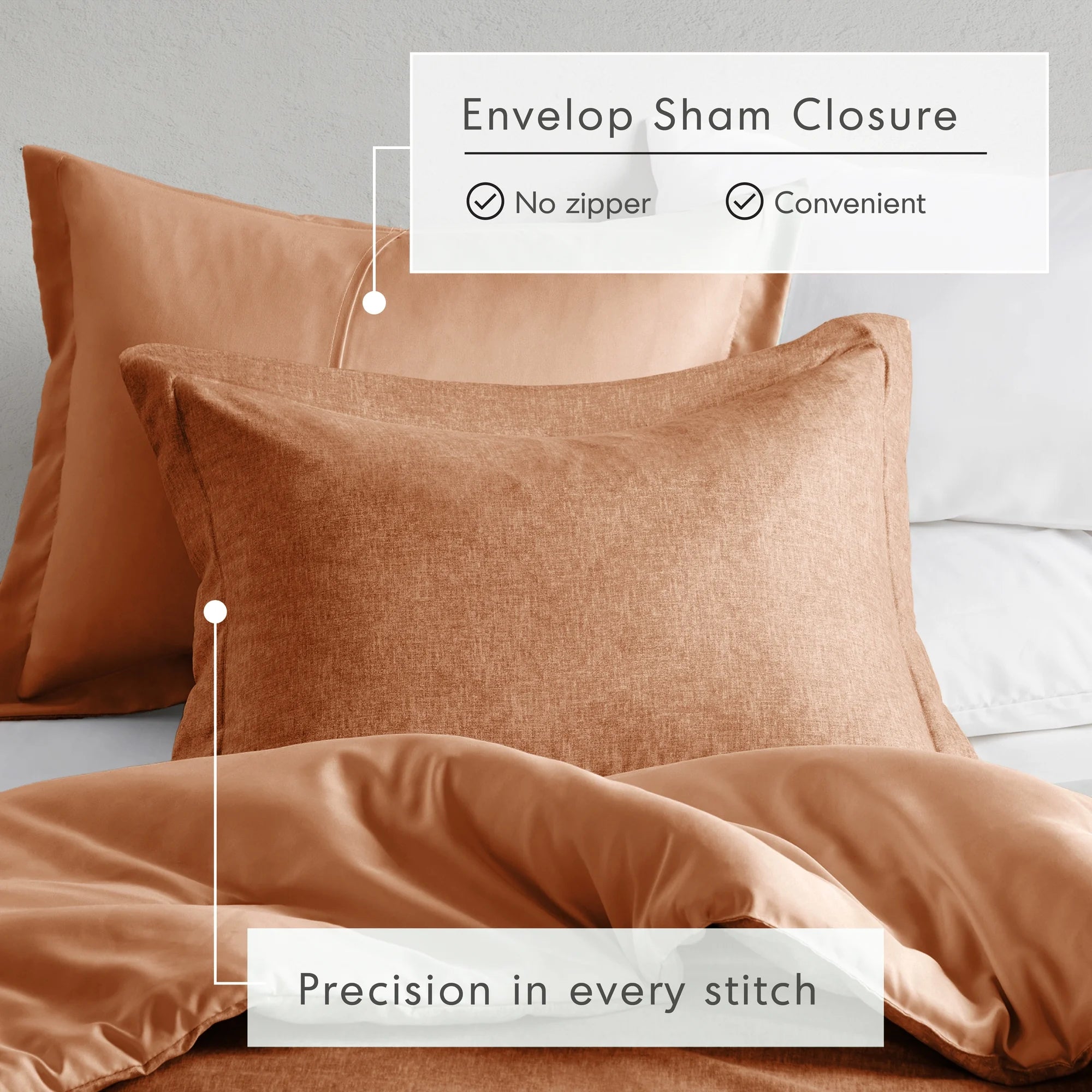 Twin/Twin-Xl Comforter Sets, Reversible 2 Piece Extra Soft Dorm Bedding Set, Chambray Print Burnt Orange Comforter Bed Set with Pillow Shams