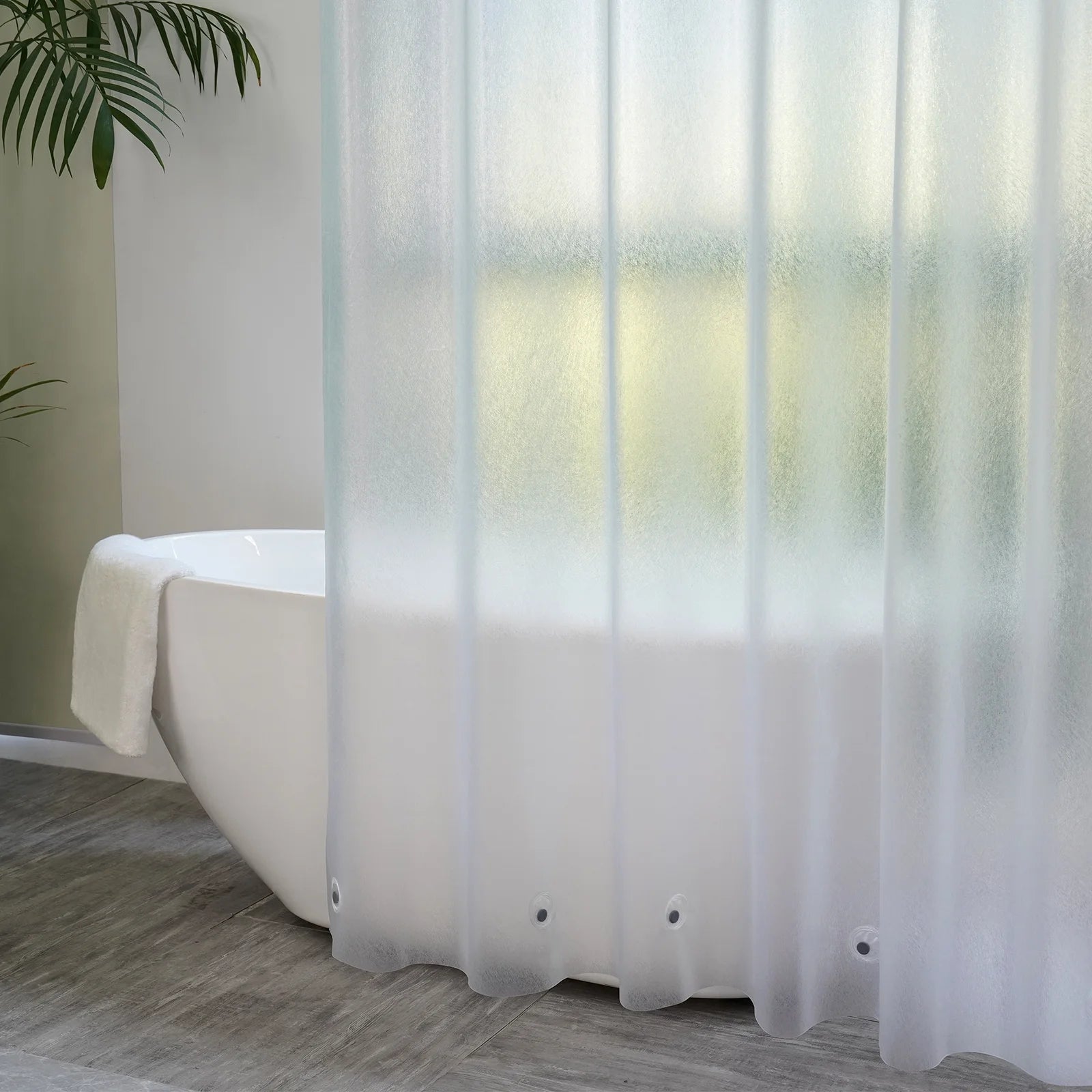 Heavy Duty Frosted Shower Curtain Liner 72X86 Heavy Weight Fiber Texture Pattern Design Shower Liner with Magnets