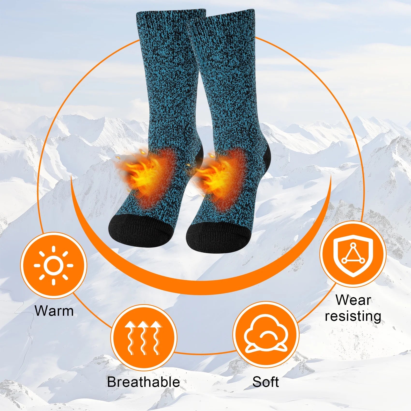 3 Pairs Thermal Socks for Women, Winter Thick Warm Heated Boot Crew Socks Size 5-11