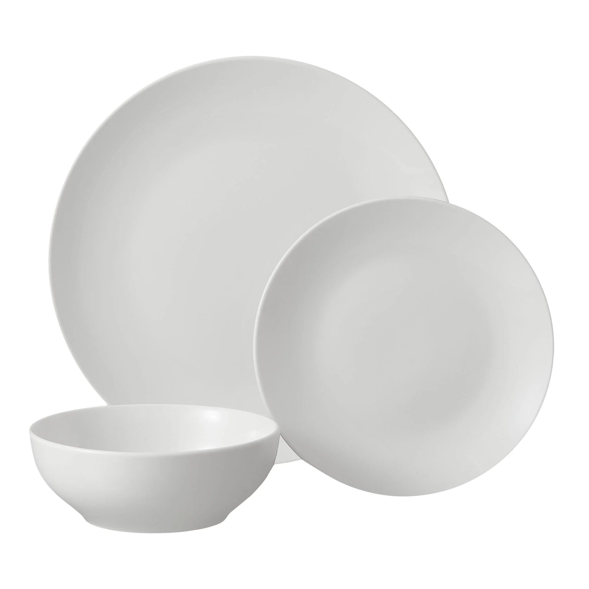 (2 Pack)  Glazed White Stoneware Dinnerware Set, 12-Pieces