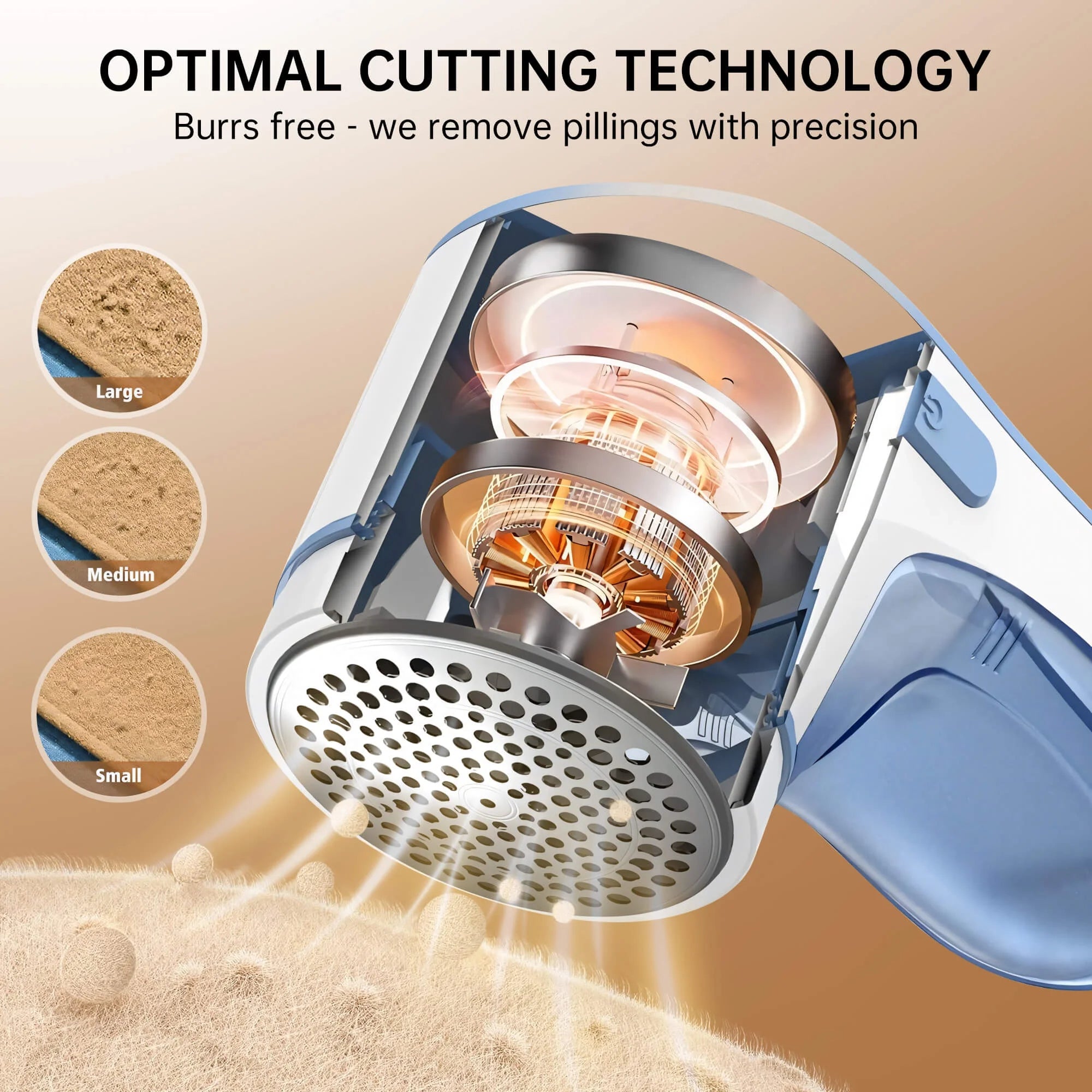 Lint Remover Rechargeable, Electric Portable Sweater Defuzzer with 2 Spare Blades, Blue