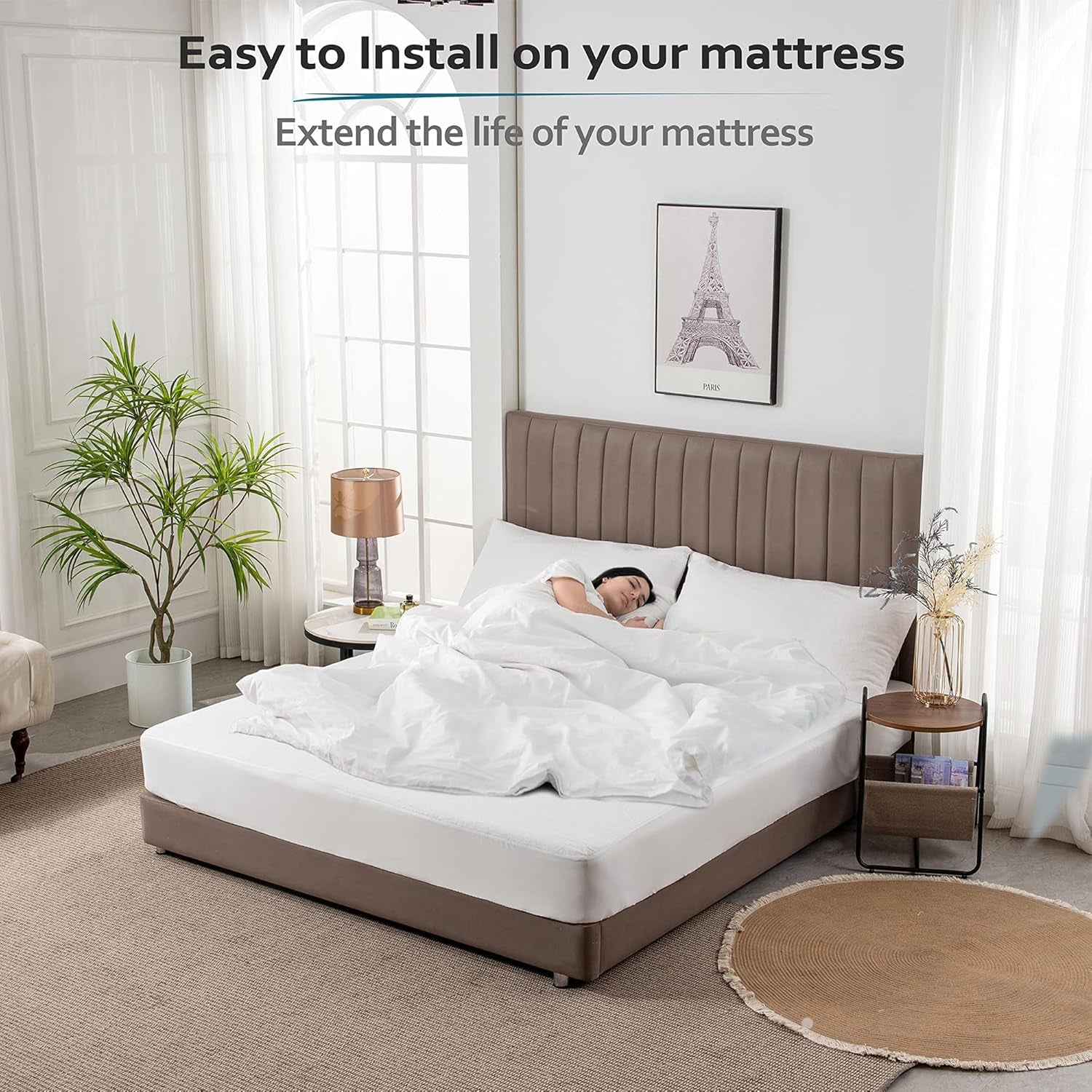 King Mattress Protector, Breathable Soft Terry Cotton Fitted Sheet Bed Cover with Deep Stretchable Pockets, 100% Waterproof, Noiseless, Hypoallergenic, Dust Mite Proof, 76"X80"X15"