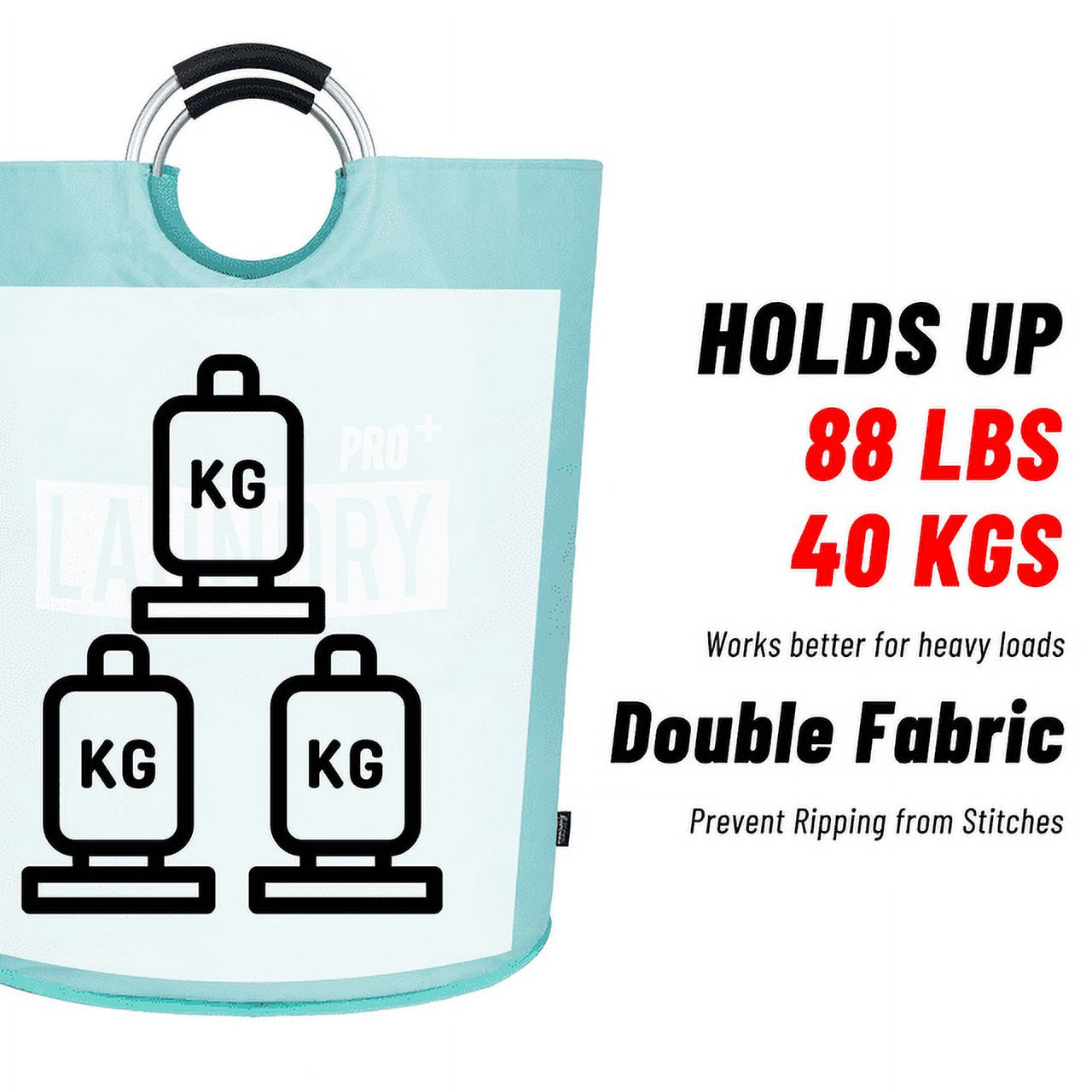 Super Large 150L Laundry Hamper Pro, Waterproof Laundry Basket, Clothes Hamper Stands up Well, Laundry Bag with Padded Handles, Collapsible Laundry Basket Easy Storage (Light Blue)