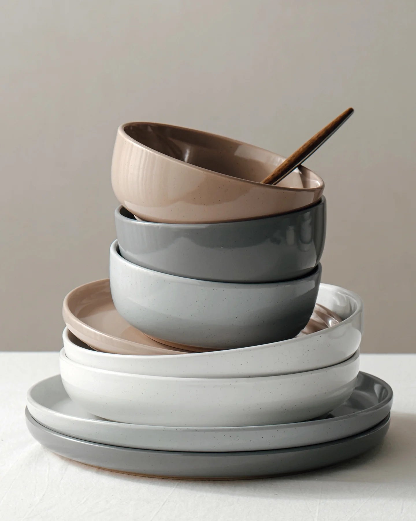 Plates and Bowls Set, 12 Piece Stoneware Dinnerware Sets, Multicolor