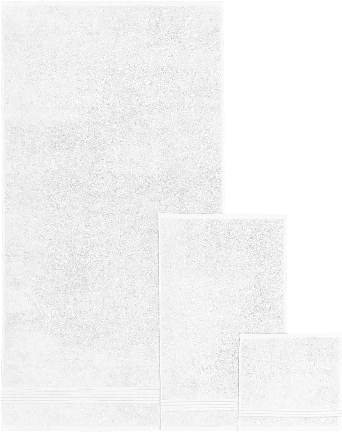 6 Piece Towel Set, 100% Cotton Premium Towel Set, 2 Bathroom Towels, 2 Hand Towels, 2 Wash Cloths, Highly Absorbent Shower Towels, Towel Sets for Bathroom, White