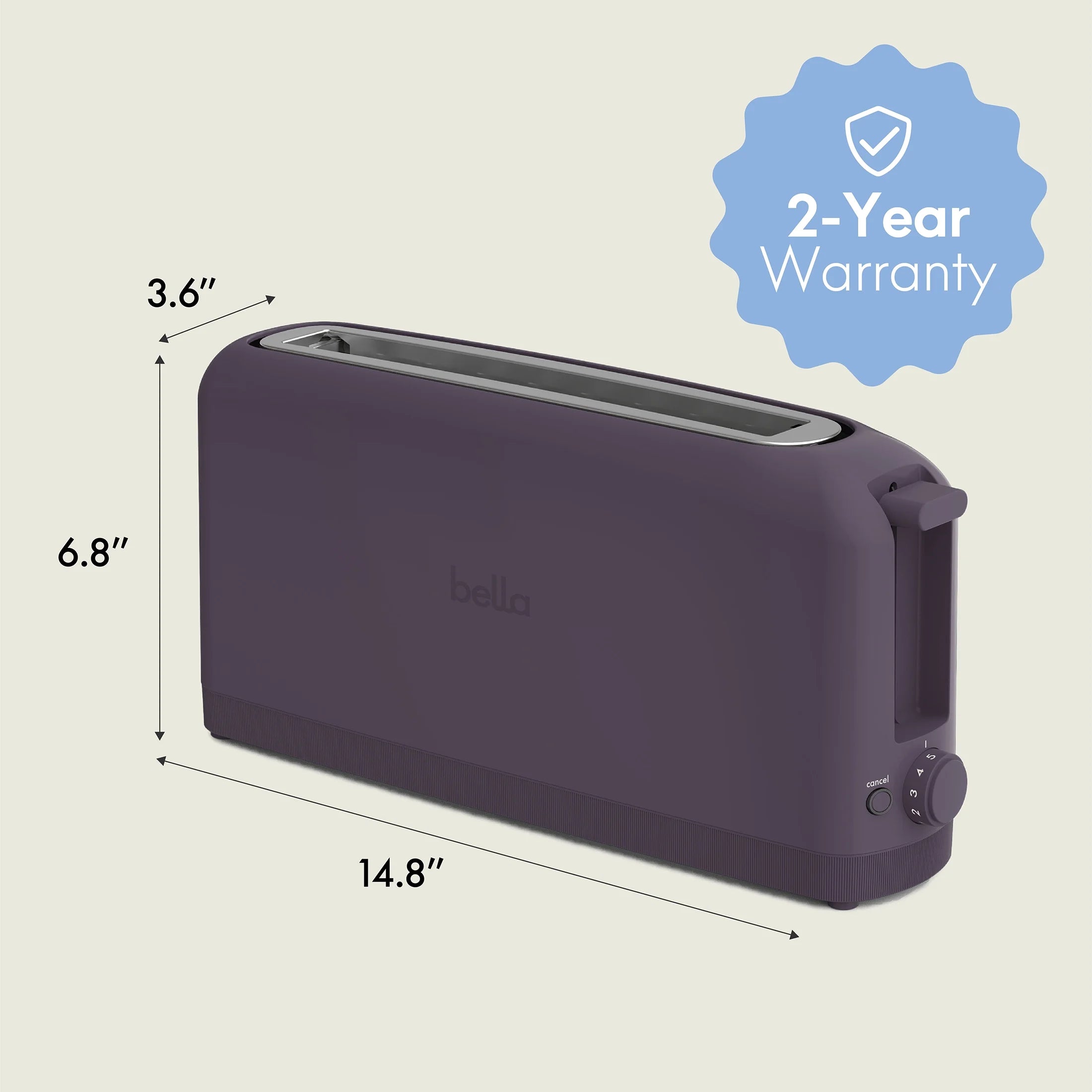 2-Slice Slim Toaster, Plum