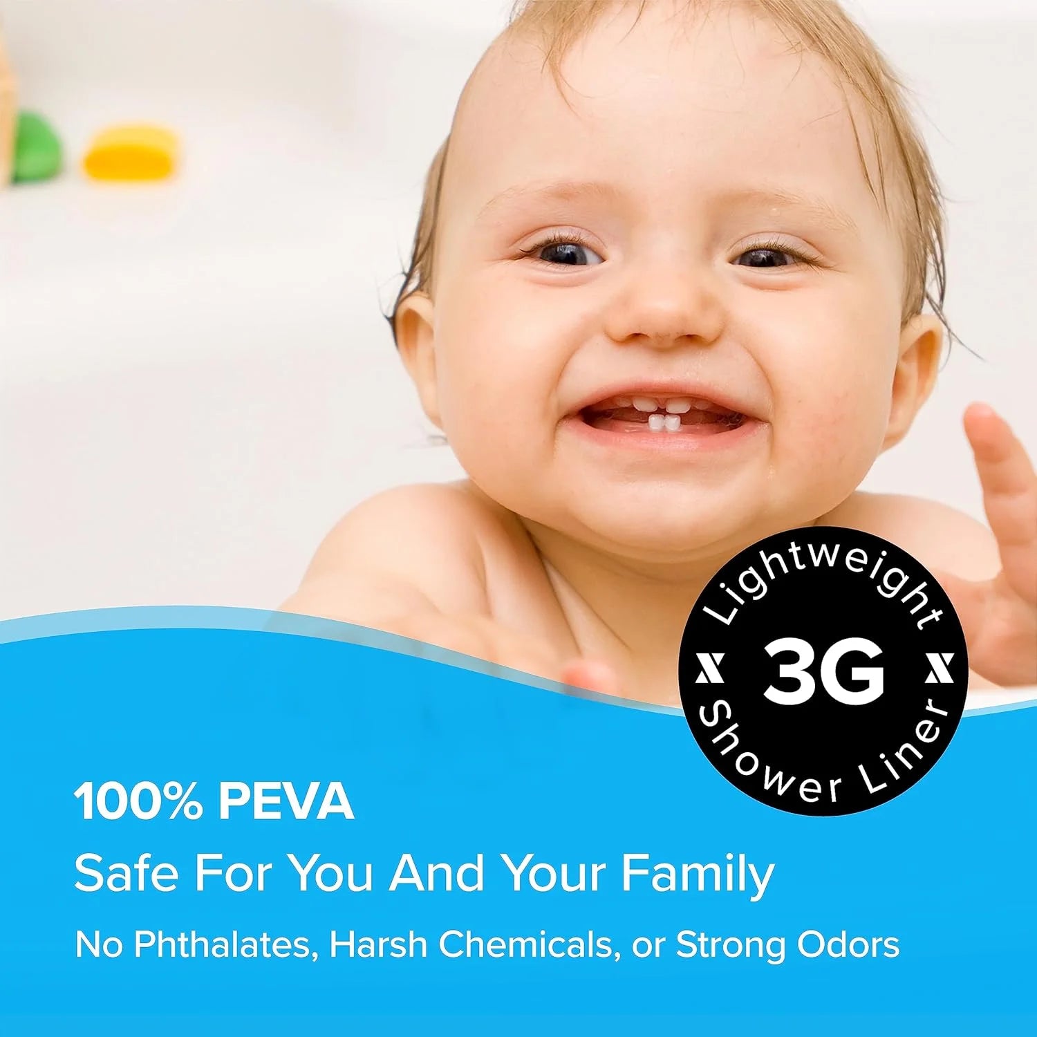 70 In. X 72 In. Lightweight PEVA Shower Liner, White