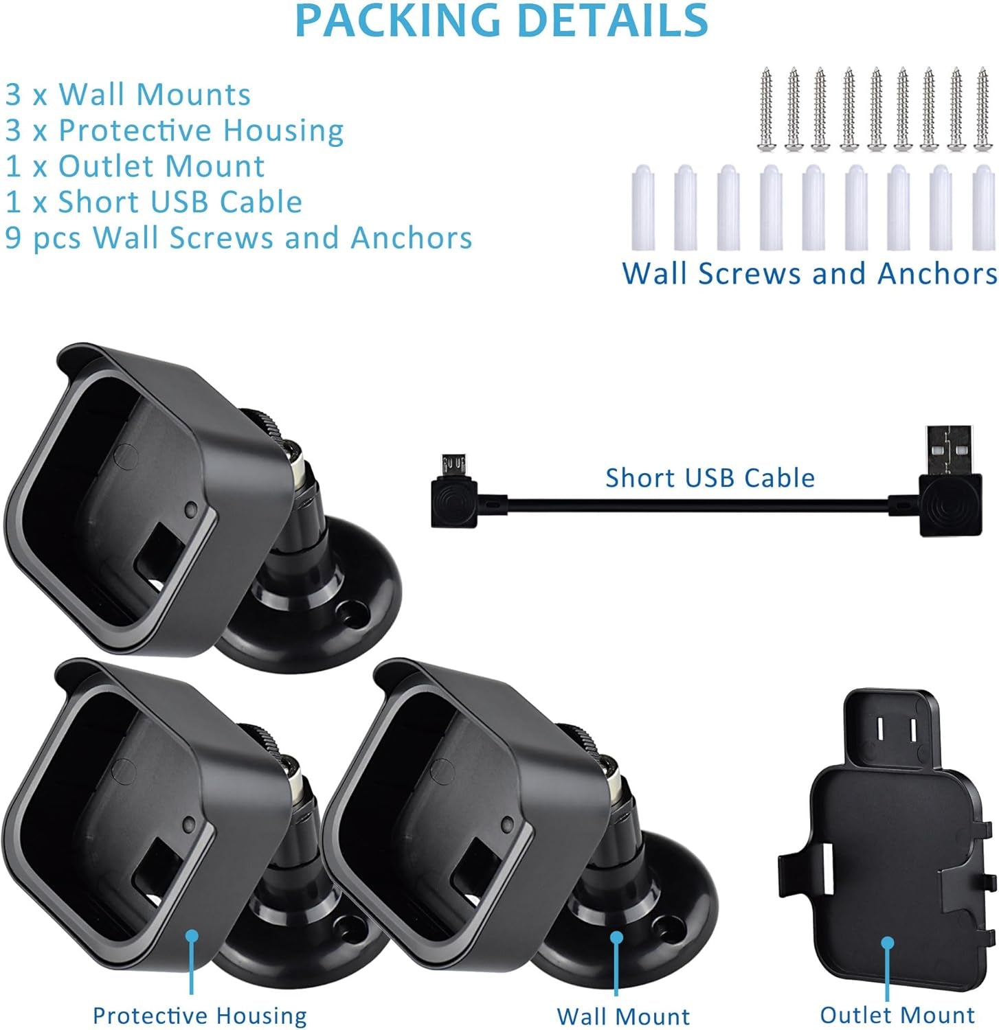 All New Blink Outdoor Camera Mount Bracket Compatible with Blink Outdoor 4Th Gen Camera,Weatherproof Protective Housing and 360 Degree Adjustable Mount (Blink Camera Not Include) 3PACK