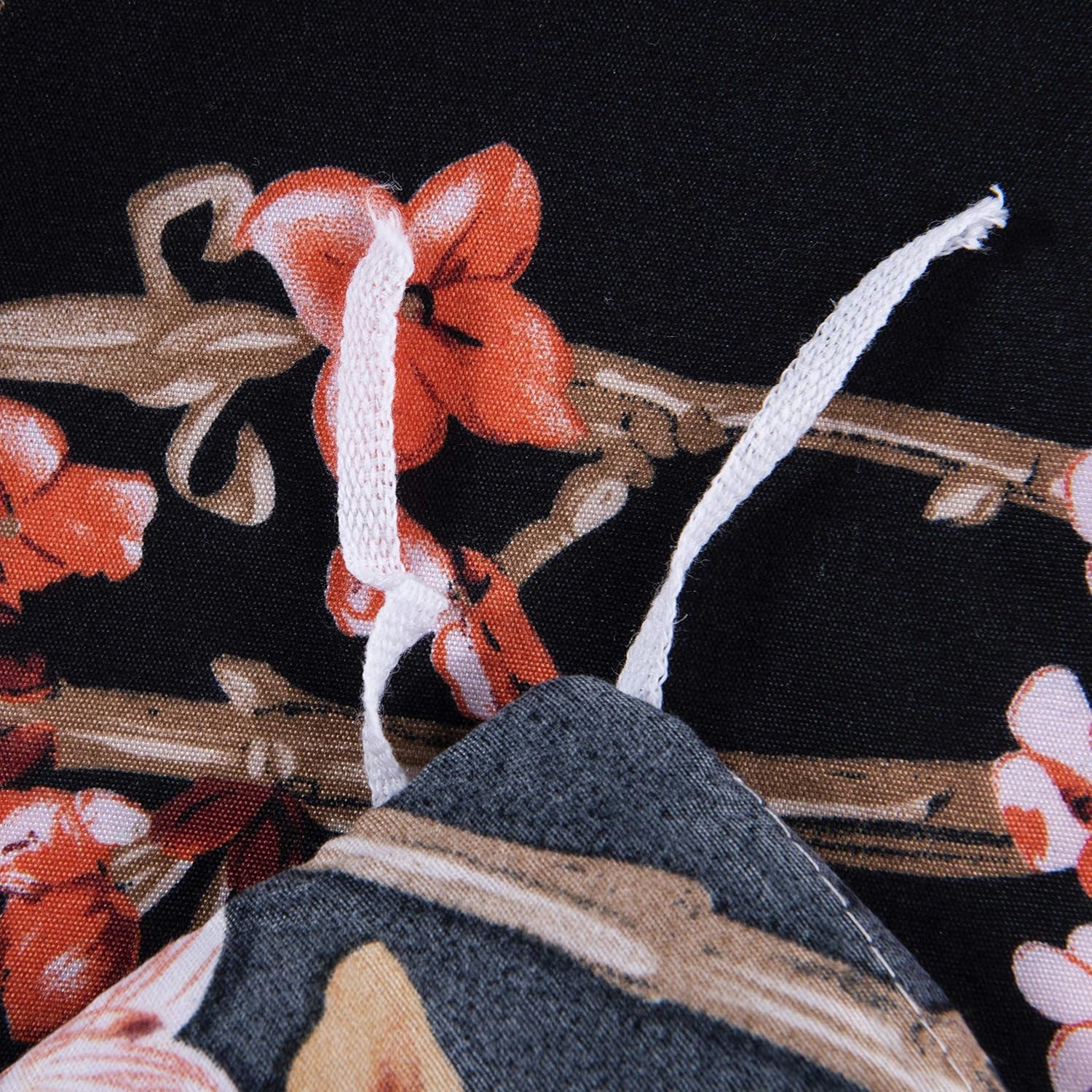 Black Floral Duvet Cover Set Twin Comforter Cover Set 2 Pieces Bedding (1 Comforter Cover 68"X90" with 1 Pillow Sham) Soft Lightweight Bedding Set Hotel Quality