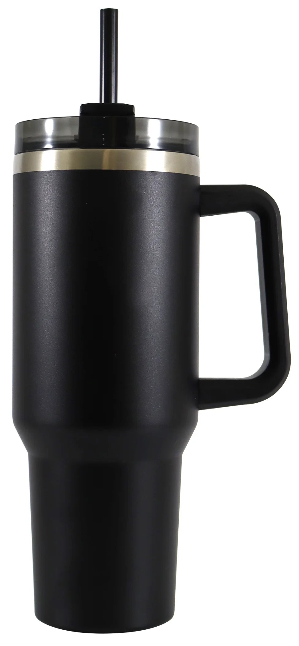 40 Oz Stainless Steel Tumbler with Straw and Handle, Double Wall Insulated, Black