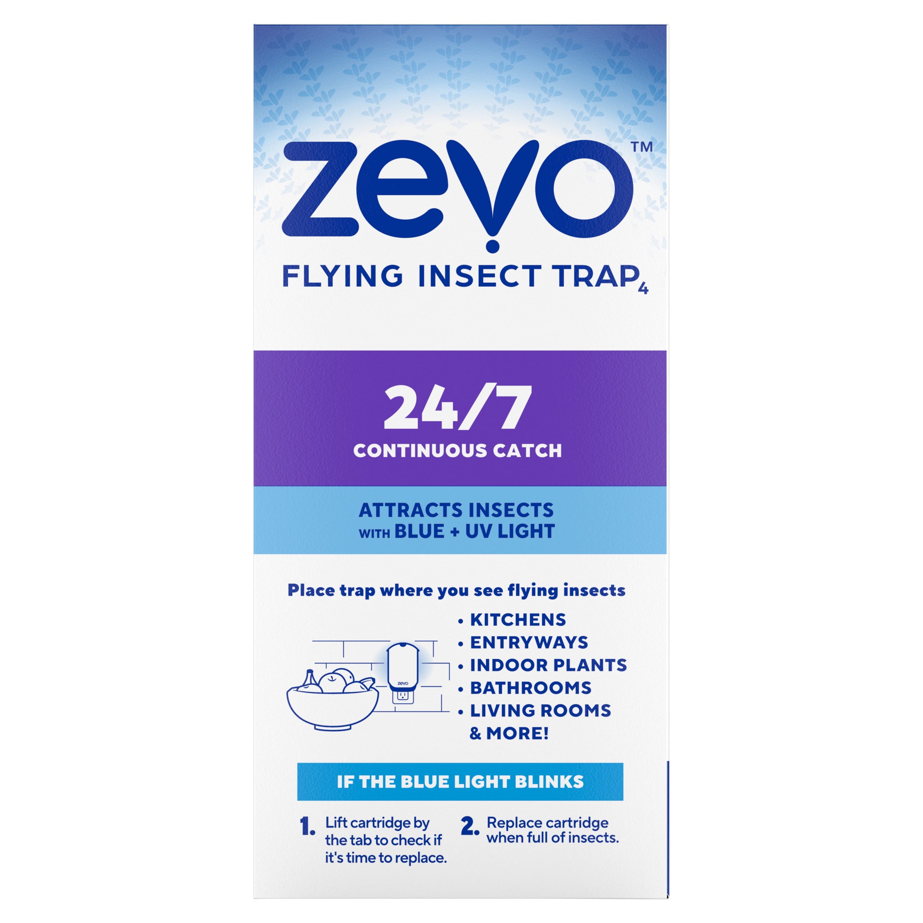 Flying Insect Indoor Fly Trap: Light Trap Catches & Kills House Flies, Fruit Flies, Gnats, & More -1 Plug in Device & 1 Refill Cartridge
