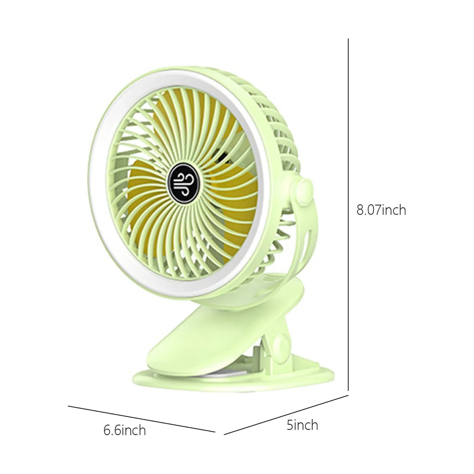 Home Kitchen Lighting Ceiling Fan Portable Fan Fan USB Rechargeable Fan with LED Light Clip Fan Versatile Fan Personal Desk Green